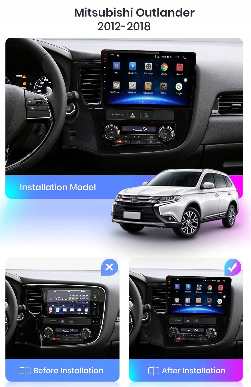 Radio ANDROID 12 Mitsubishi Outlander 3 GPS WiFi 4/64 Model j1145