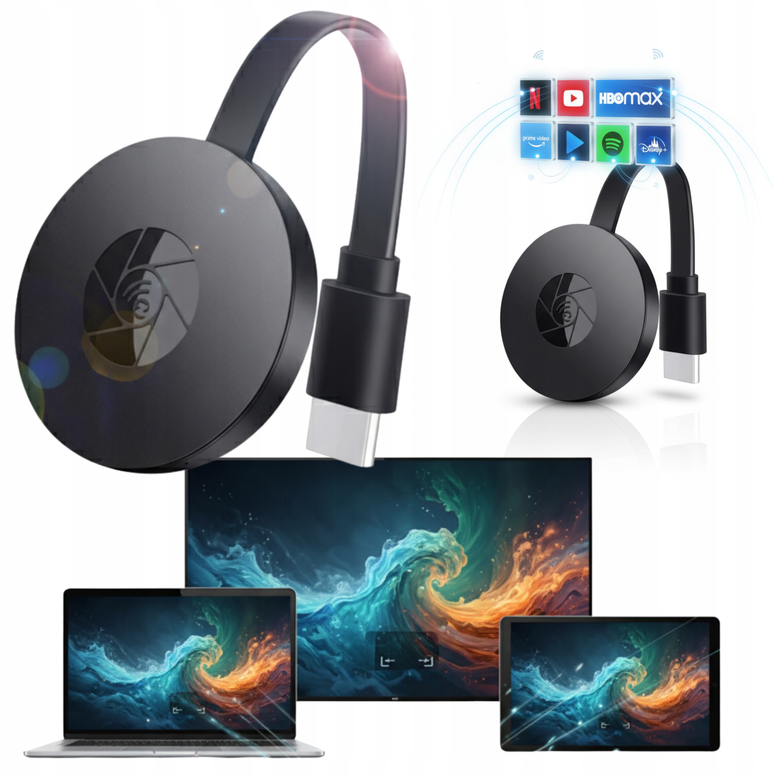 Adapter WiFi HDMI Mirascreen G2 obraz z telefonu TV Chromecast klonowanie