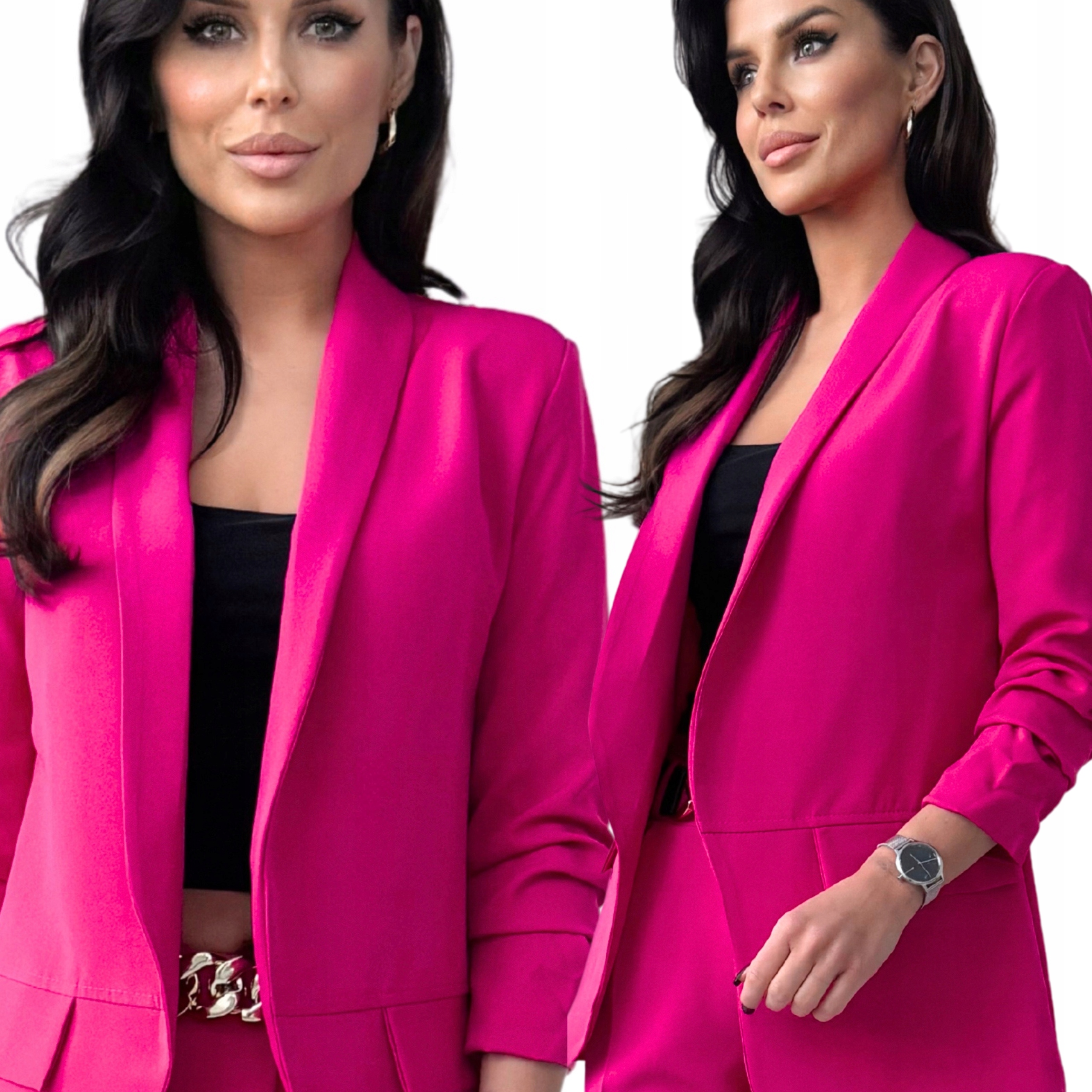 Żakiet Damski Kobiecy Narzutka Marynarka Klasyk Luźny 48/50 4XL/5XL Ma 2593