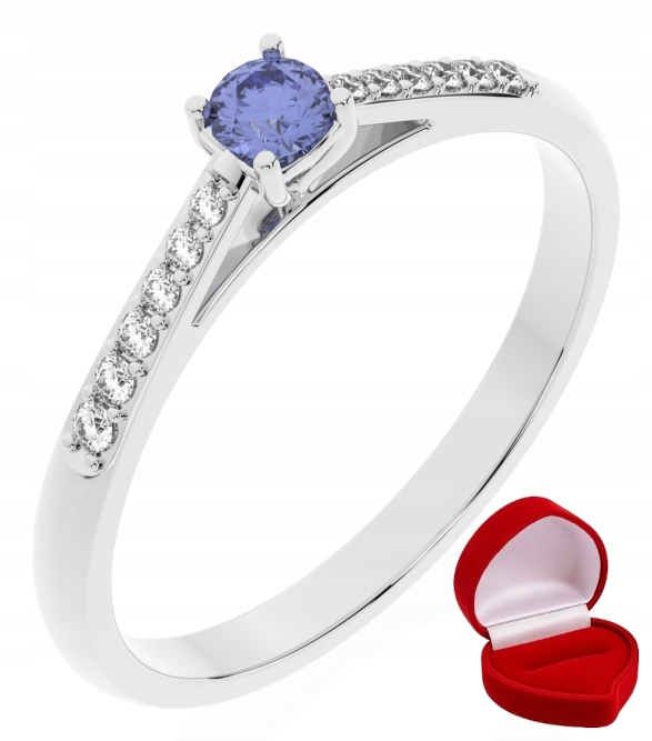 Zlatý Prstýnek 585 14k Tanzanit 0,09 ct Bílé Zlato R17