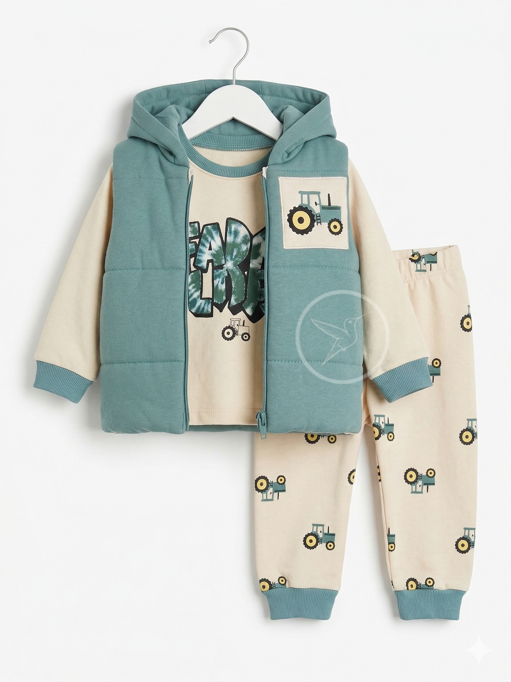 Komplet niemowlęcy dla chłopca 86 bluza spodnie kamizelka Zielony (18-24m)