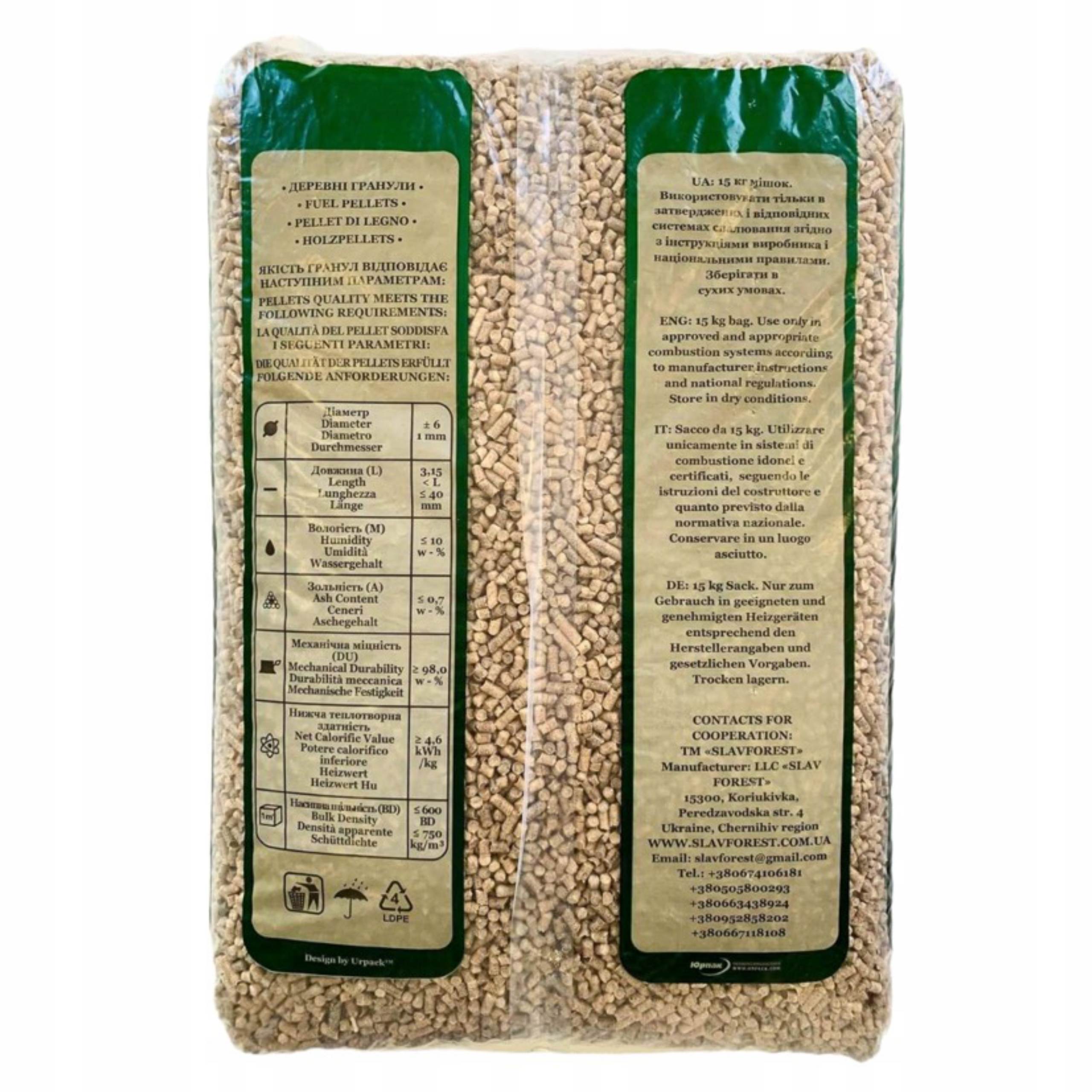 PELLET DRZEWNY PELET DREWNIANY SLAV FOREST Opał zimowy A1 - Paleta 975 KG Kod producenta SLAV-FOREST-1050