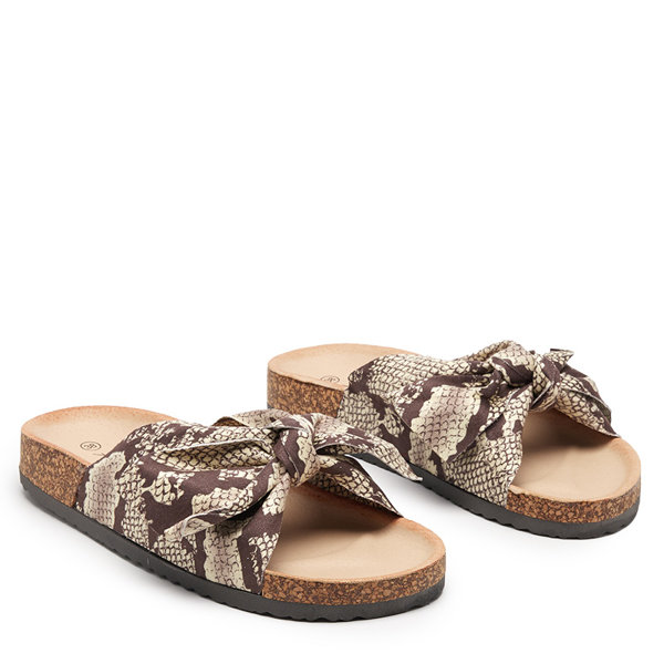 

WL231 Wężowe Klapki Damskie Z Kokardą Montiana 37