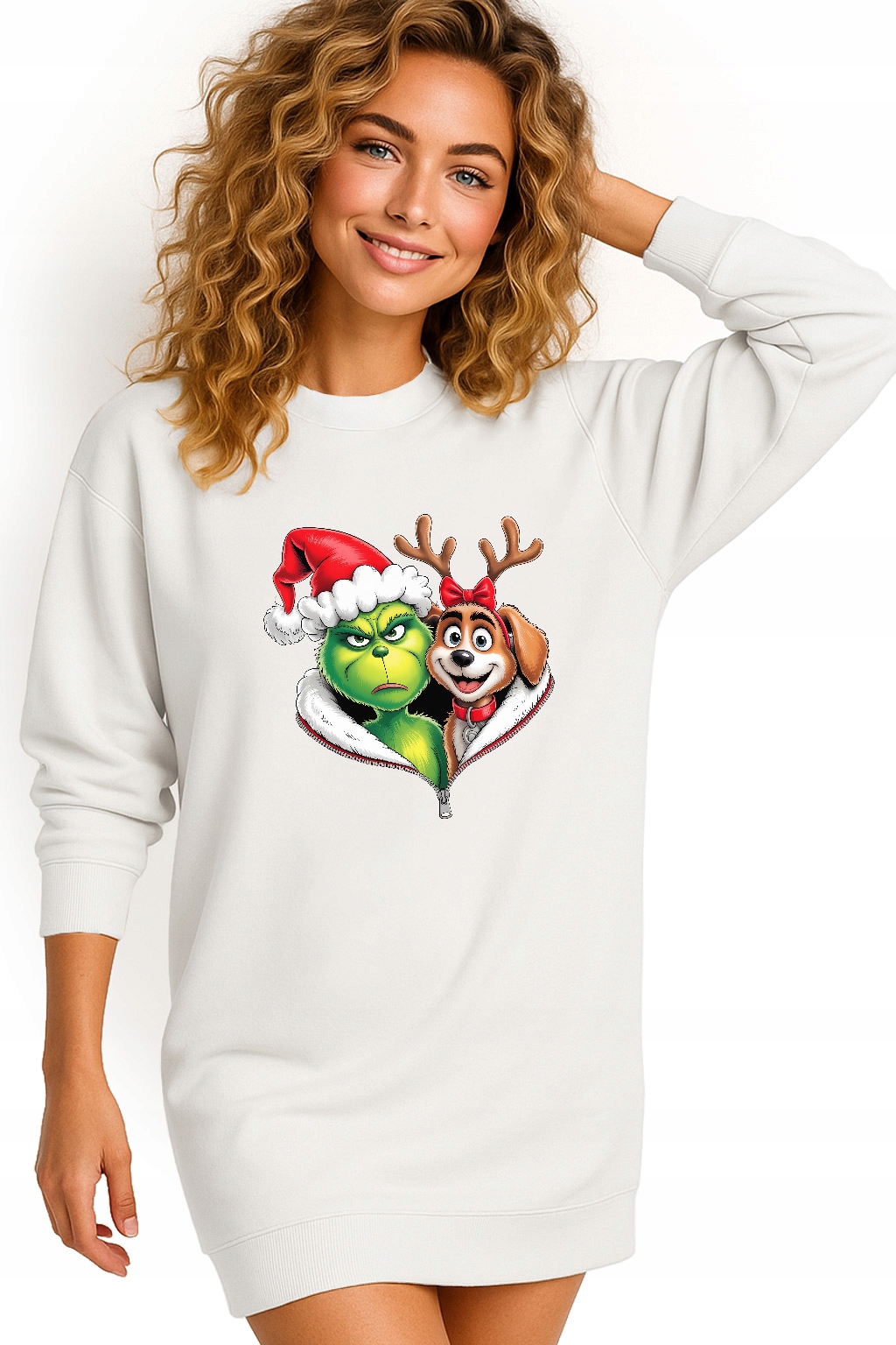 Mikina Vánoční Oversize Šaty Grinch Sob Dárek Vánoce L