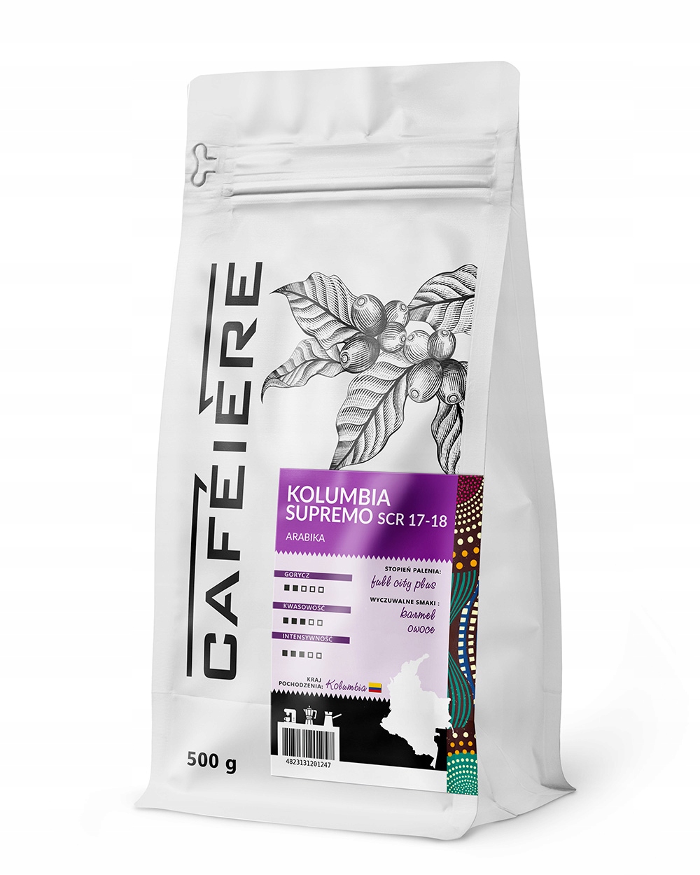 Levně Káva zrnková 100% Arabica Čerstvě pražená Kolumbie Supremo 17-18 scr, 500 g