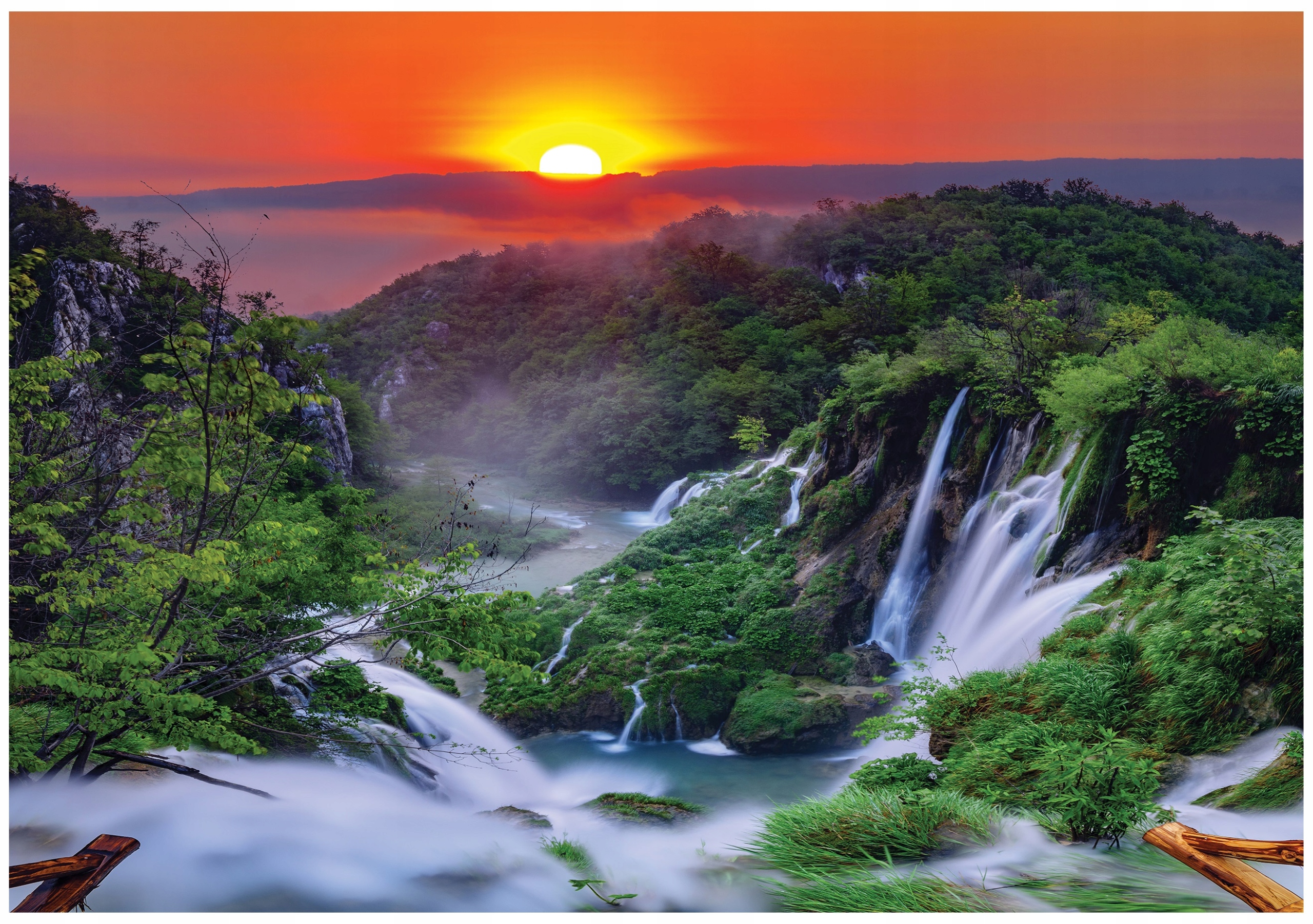 Fototapeta 3D Vodopád Západ Slunce Obývací Pokoj 416x290