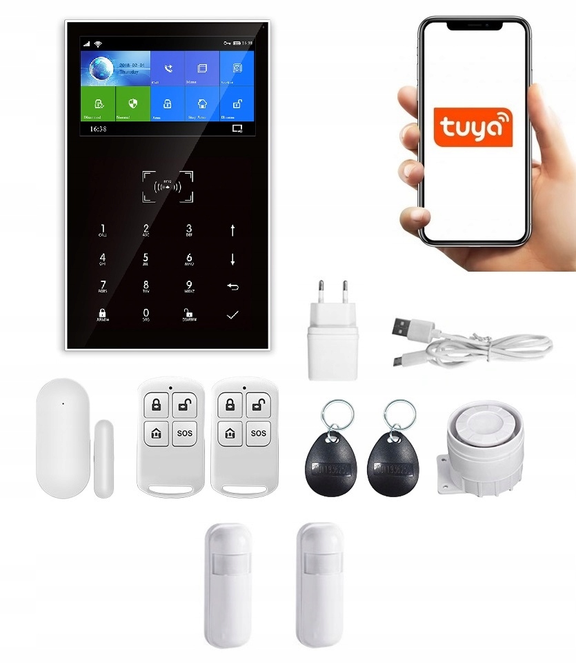 Bezdrôtový LCD Alarm 4.3" Gsm WiFi Tuya Smart V Poľštine 2xPIR