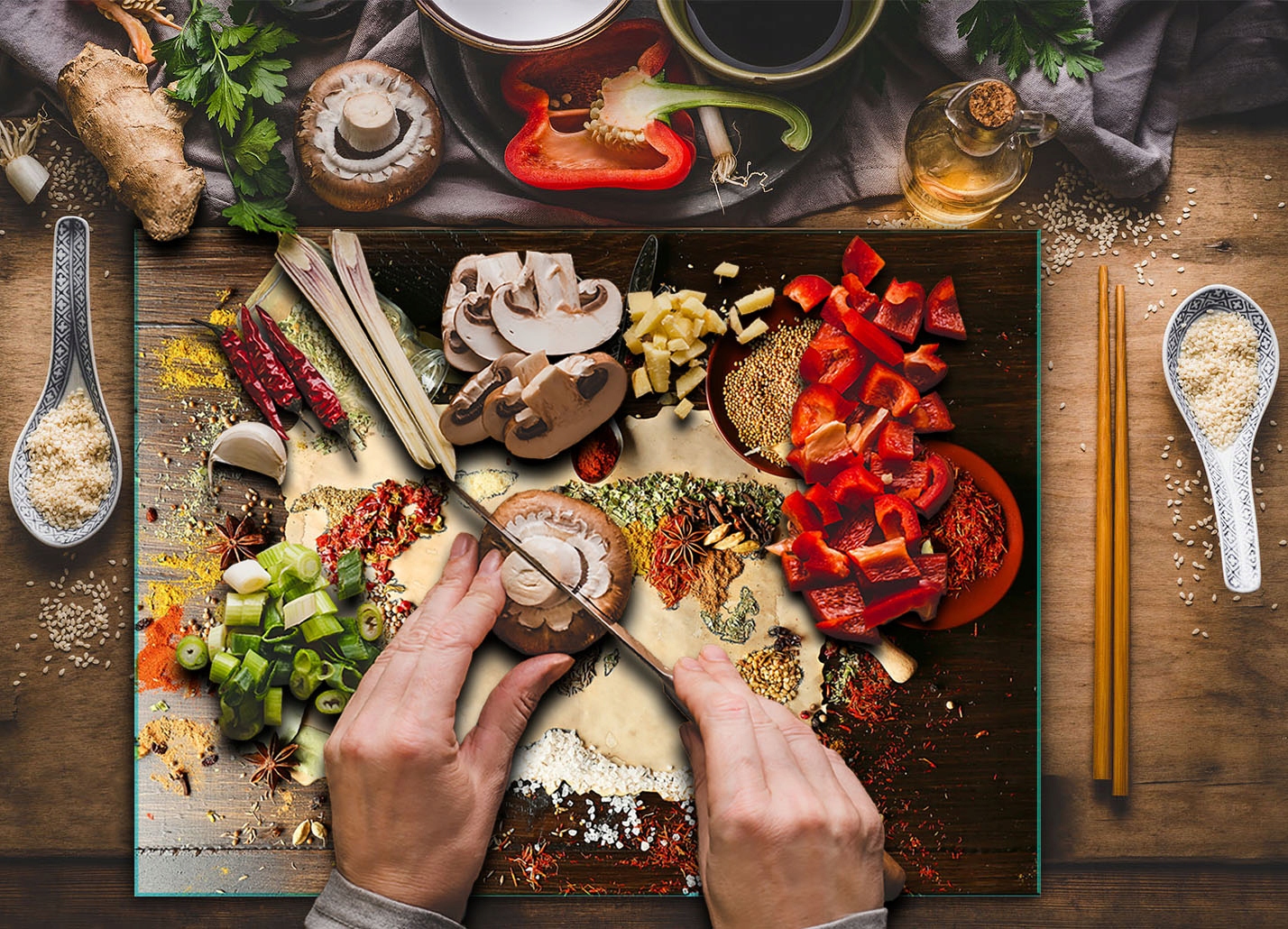 SZKLANA DESKA DO KROJENIA 30x22 PRZYPRAWY SZKŁO HARTOWANE Materiał wykonania szkło