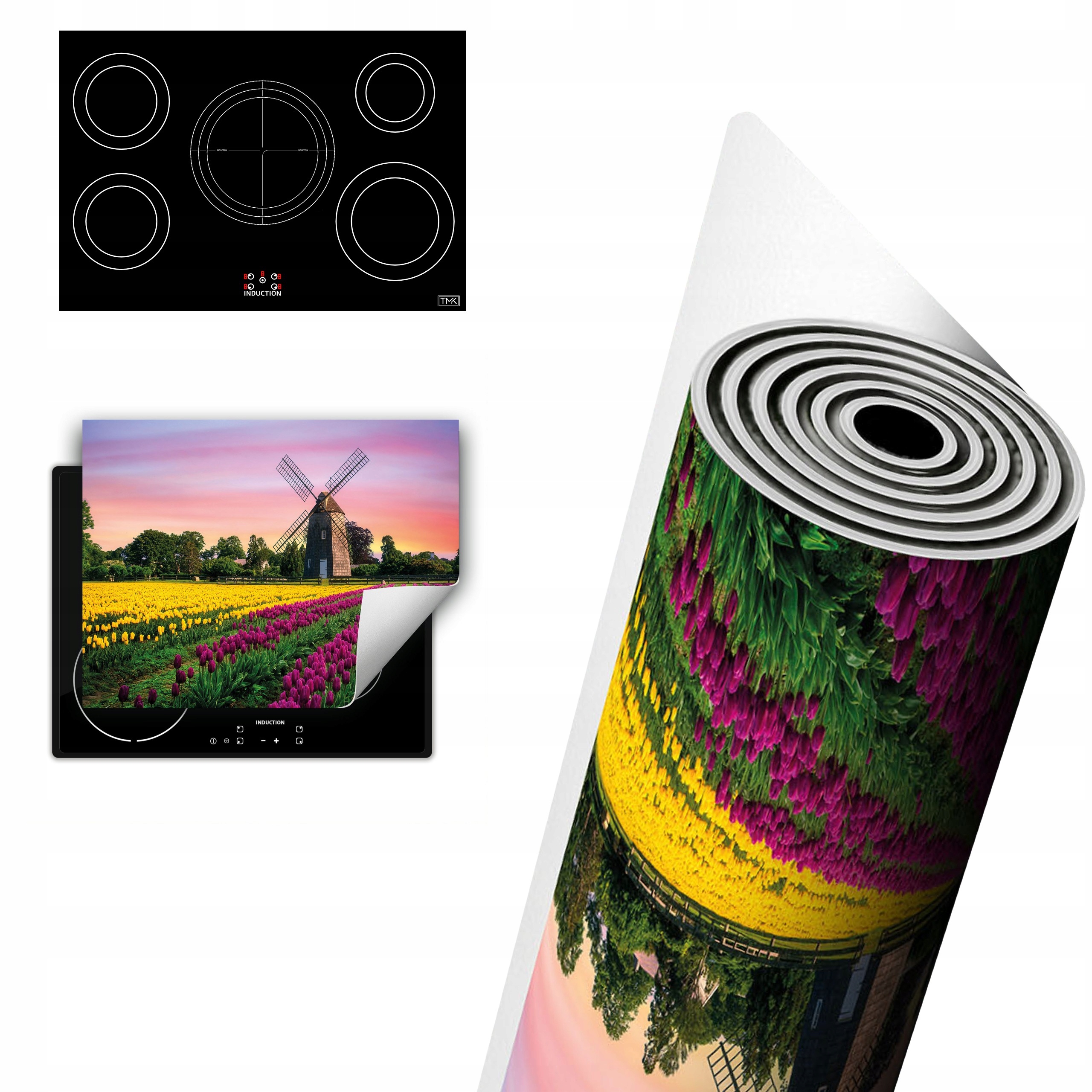 Vinylová Ochrana Na Indukci Pracovní Deska 80x52 tulipány větráček