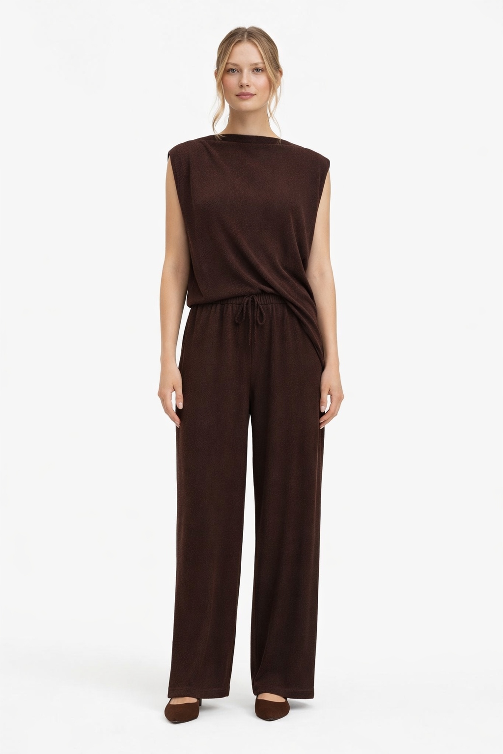 Dámský Hnědý Hladký Komplet S Vázáním S/m 1I4A