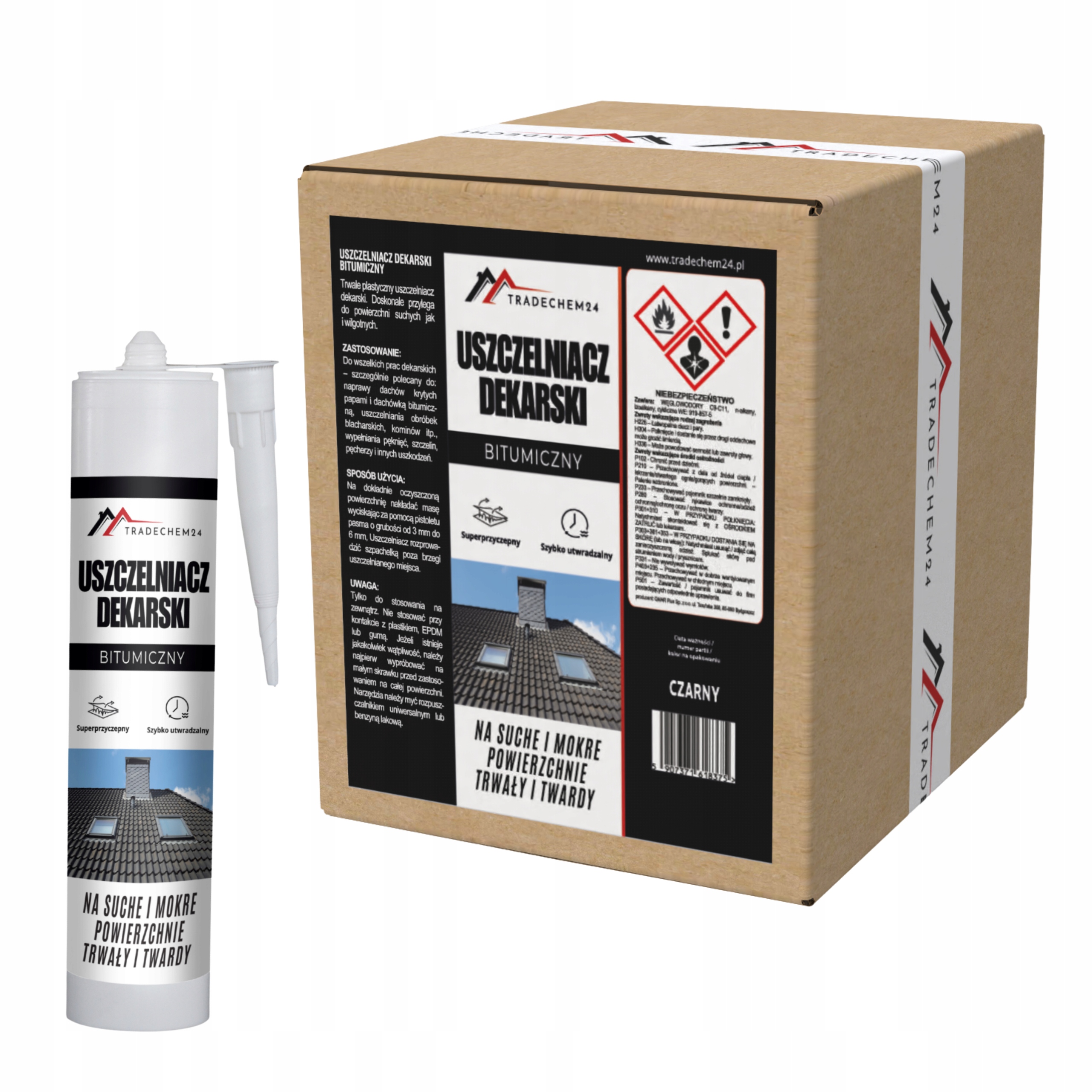 12 x Pokrývačský Tmel Černý Bitumenový Silikon Na Střechu Papy 300 ML