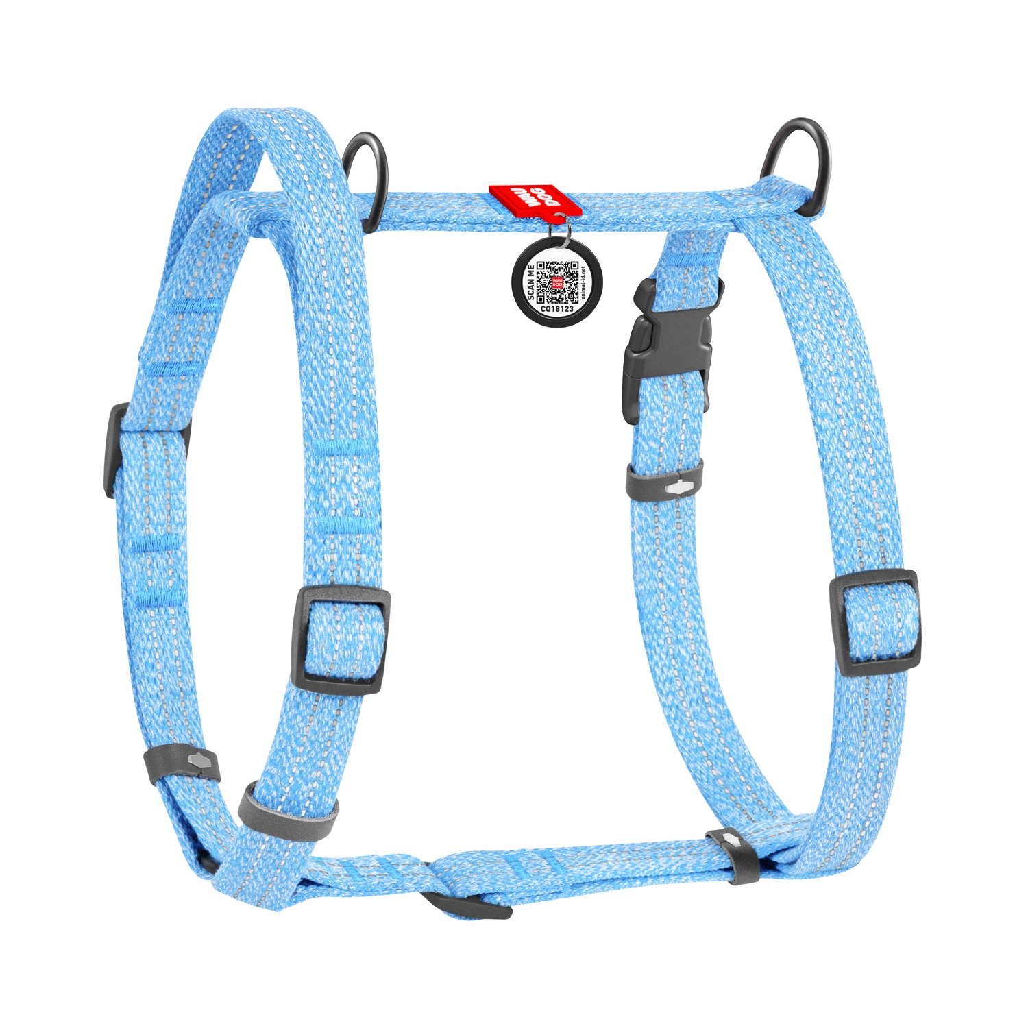 Levně Postroj pro psa bavlna ve tvaru ve tvaru písmene H, reflexní, velikost L, modrý