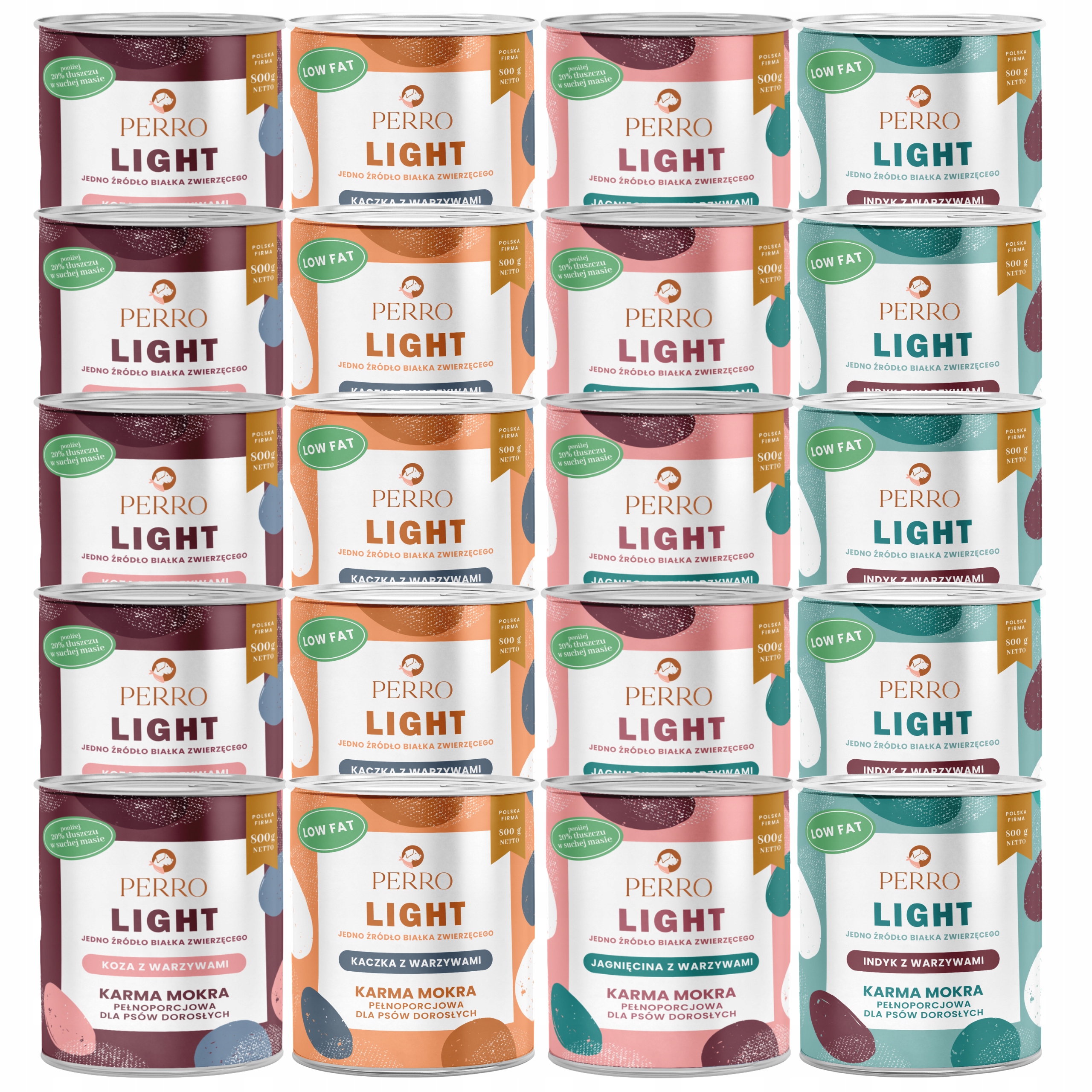 Levně Perro Light Monoproteinové krmivo pro psy mix chutí 20 x 800 g