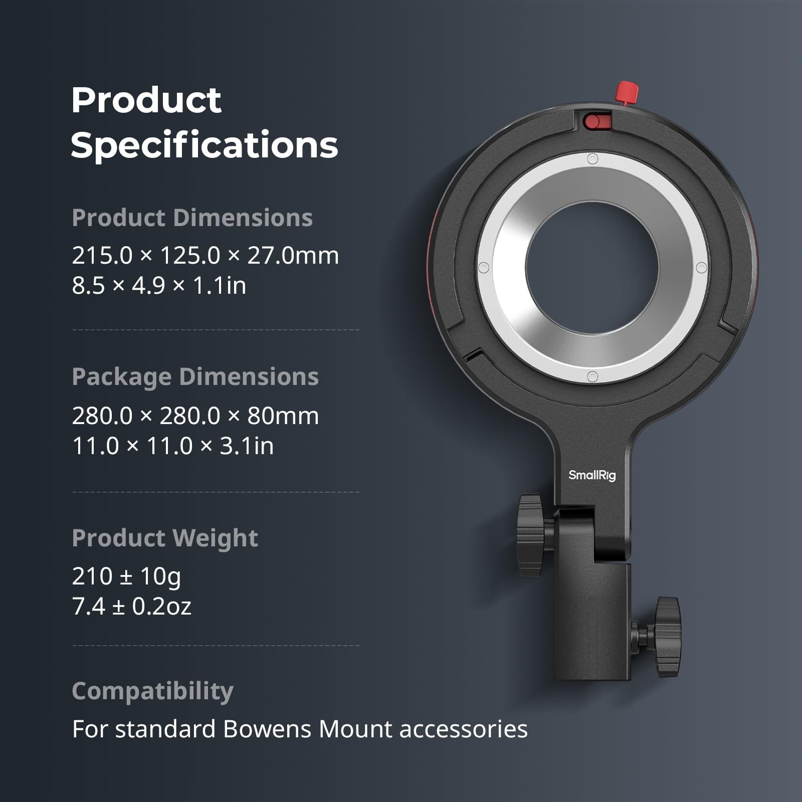 SMALLRIG Adapter Bowens Mount Softbox Do Lampy RC 60B COB 1,5 kg — miniatura 8