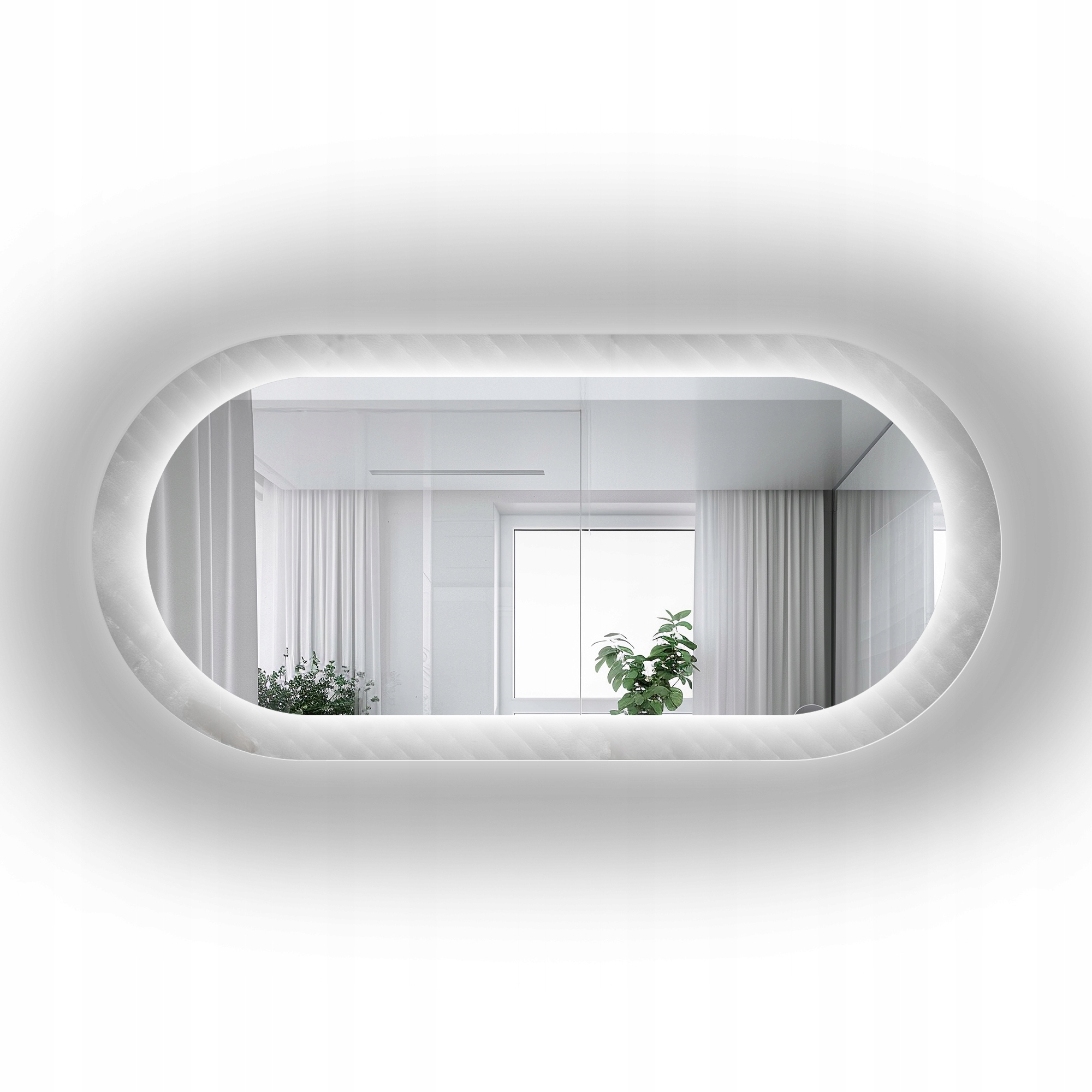 Zrcadlo oválné na skle Luxora Vesper s Led podsvícením 150 x 90 cm