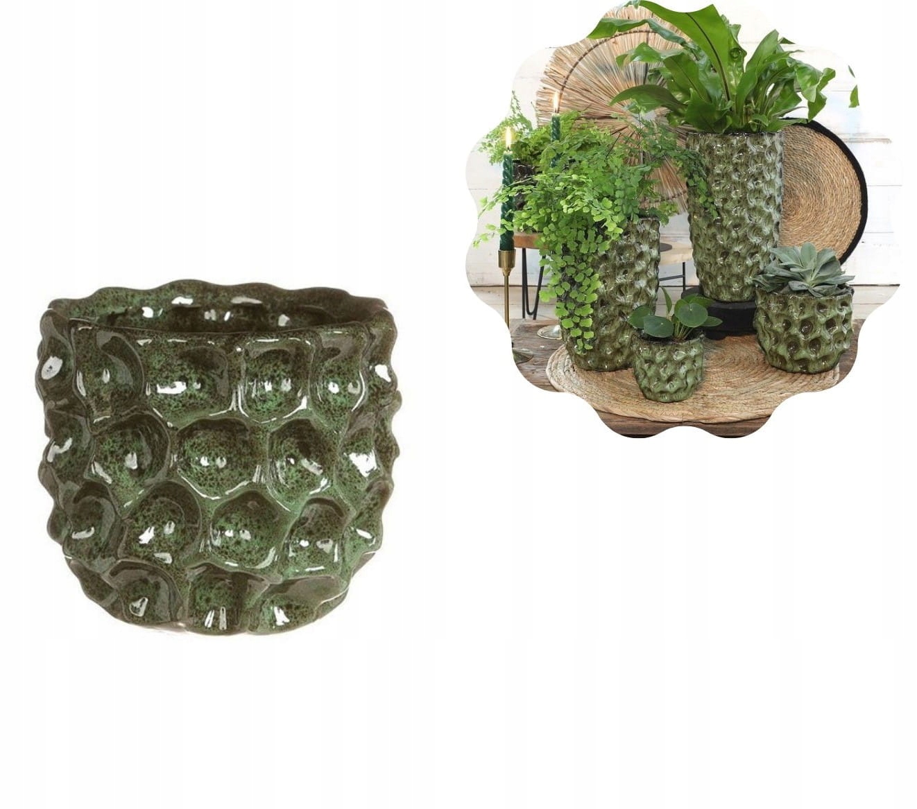 

Doniczka osłonka 13,5 cm zielona ceramiczna szkli