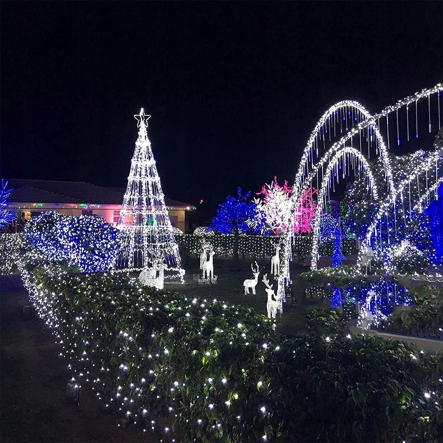 NEXVIN LAMPKI BIAŁE ZEWNĘTRZNE WEWNĘTRZNE GRILANDA ŚWIĄTECZNA 20M 200 LED — miniatura 7