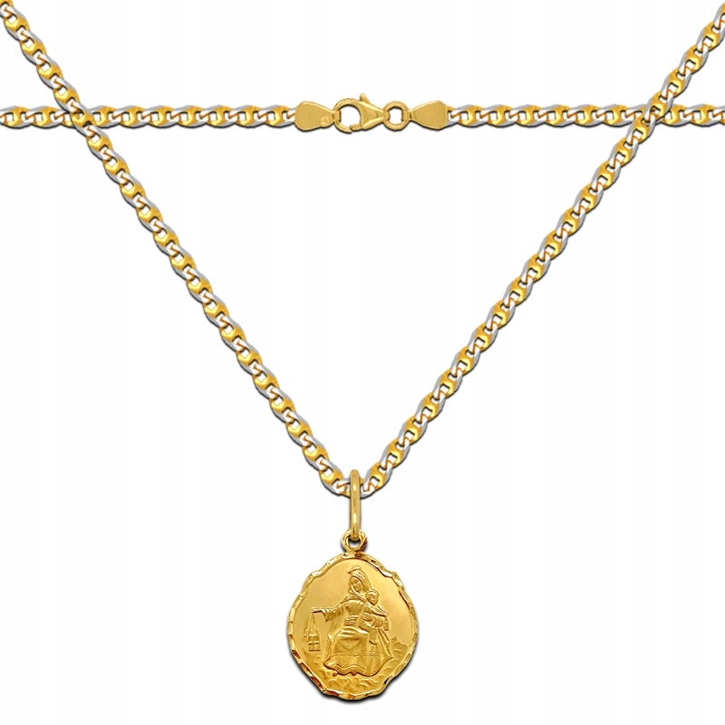 Pamiątka Komunii Złoty ŁAŃCUSZEK+MEDALIK 2-STRONNY Marka KingGold