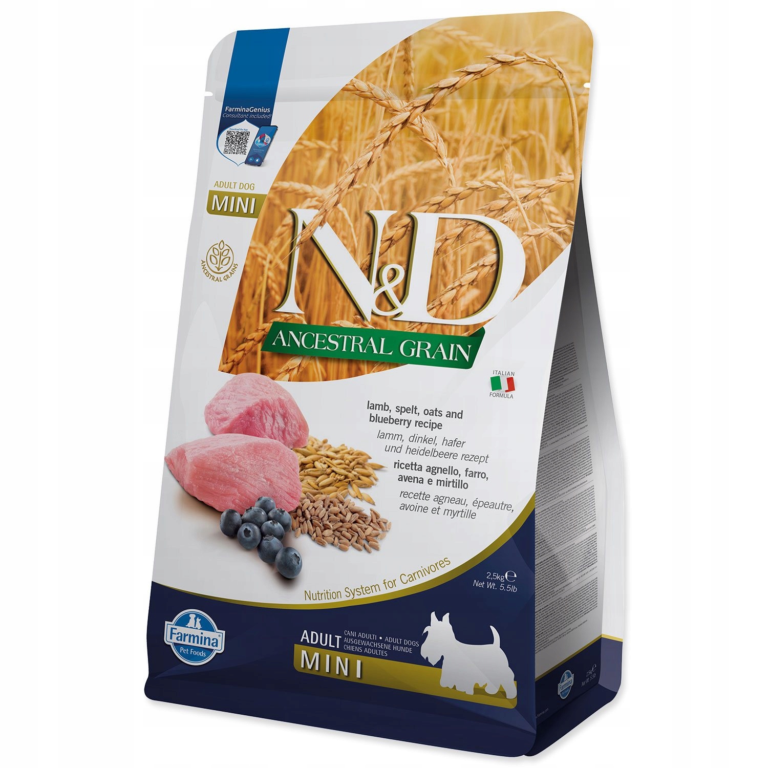 Levně Krmivo N&d Dog Adult Mini Ancestral Grain Lamb, Spelt, Oats 2,5kg