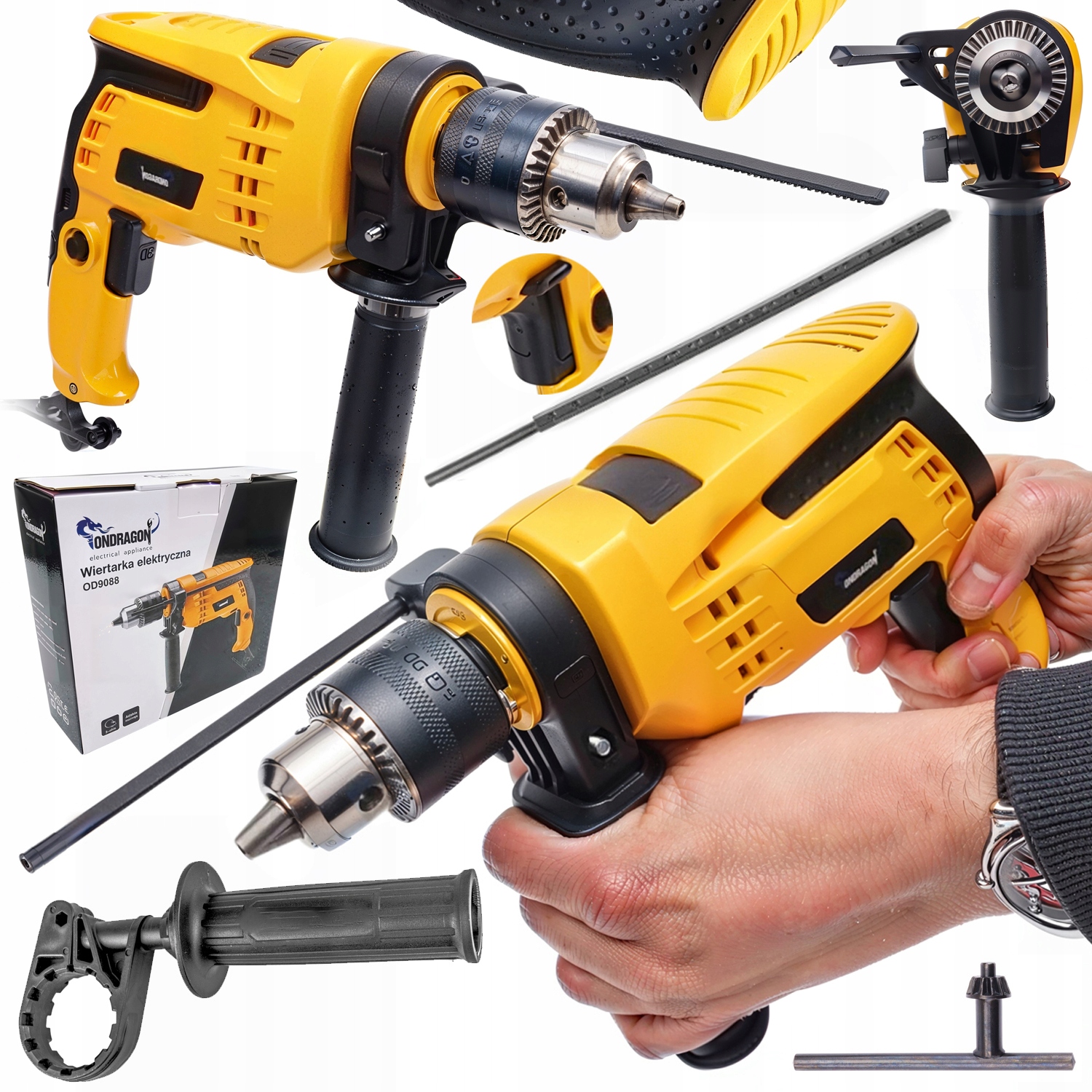 Ondragon Elektrická příklepová vrtačka 1600W sklíčidlo 13mm regulace 7689