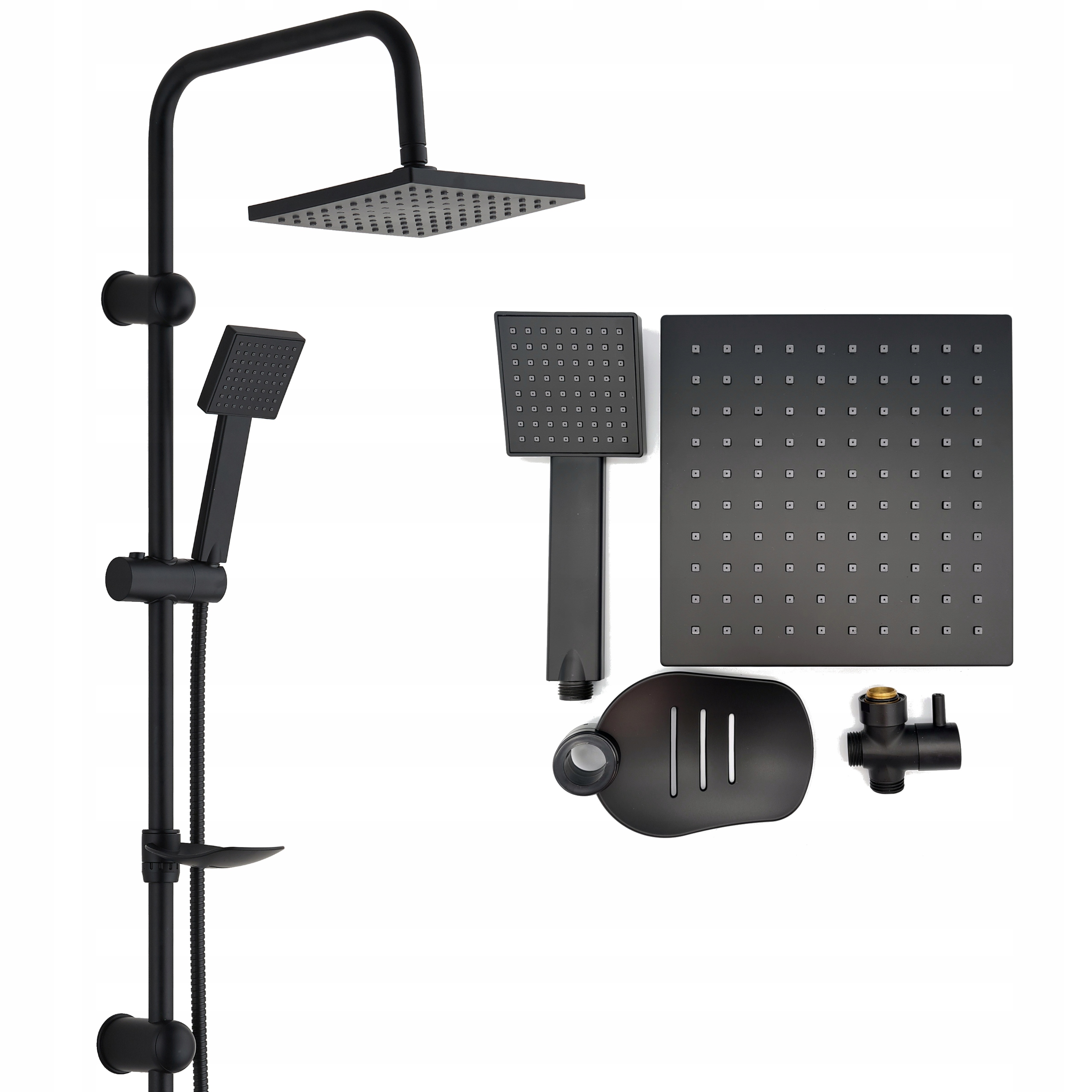 ZESTAW PRYSZNICOWY CZARNY Z BATERIĄ NATRYSKOWĄ DESZCZOWNICA KOMPLET MAT HIT Kod producenta ŁZG-ZP2