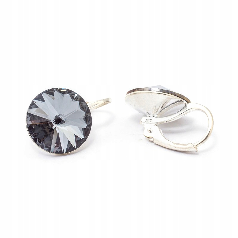 

Srebrne kolczyki z kr. Swarovski Rivoli 12mm Sini