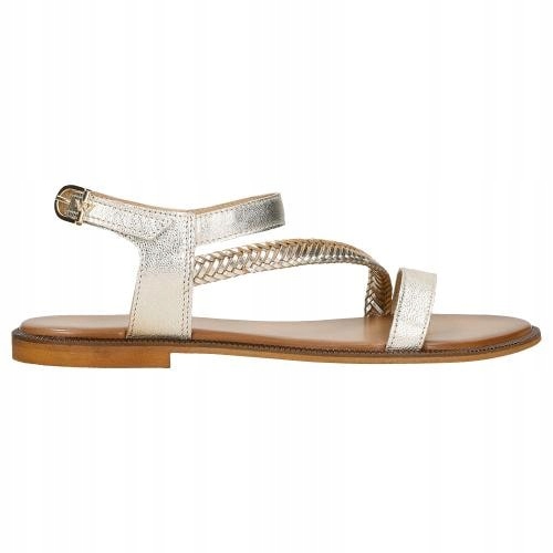 Zlaté dámské sandály na ploché podrážce, vel.