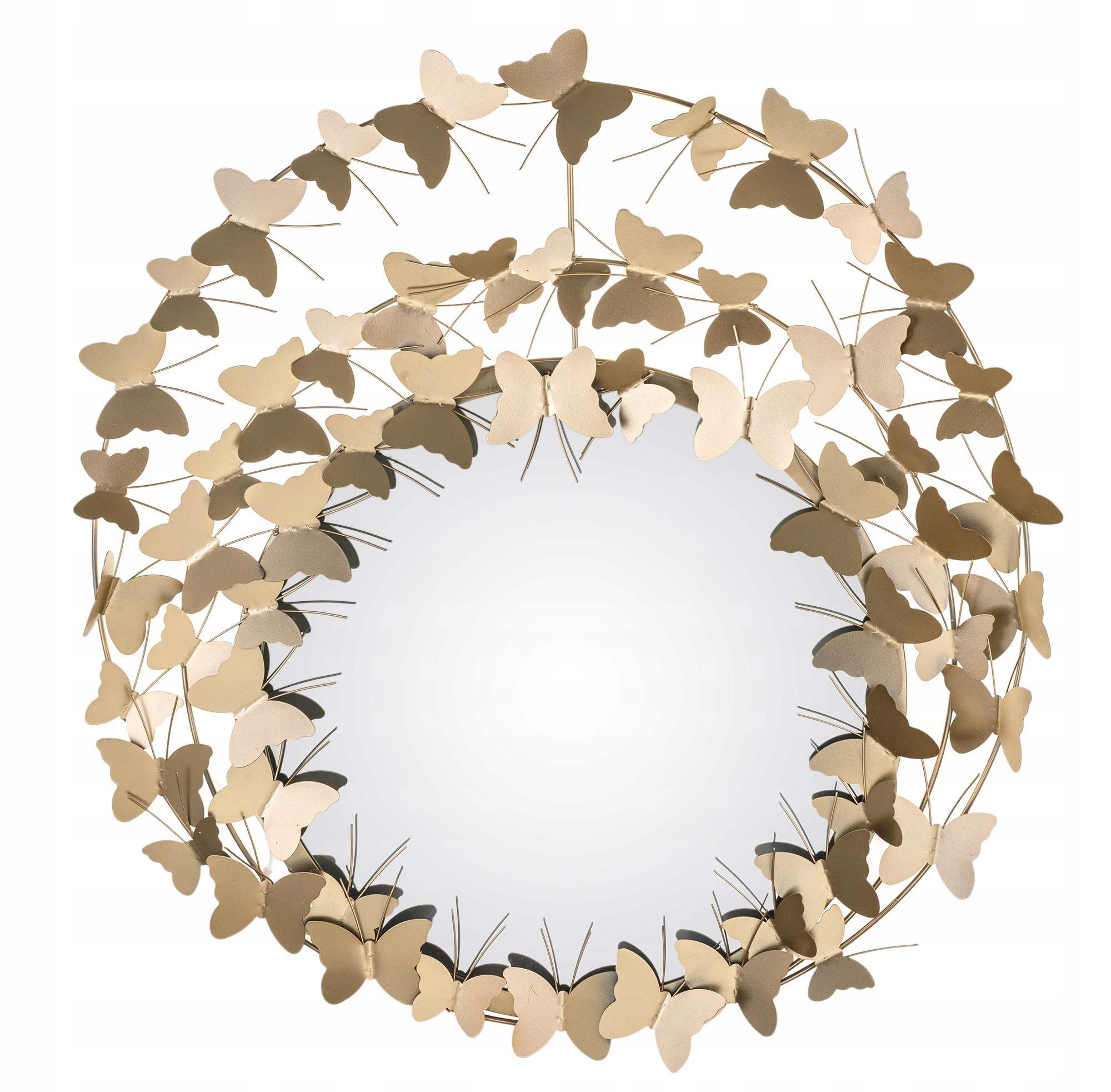 Nástenná dekorácia zlaté kovové zrkadlo, motýle