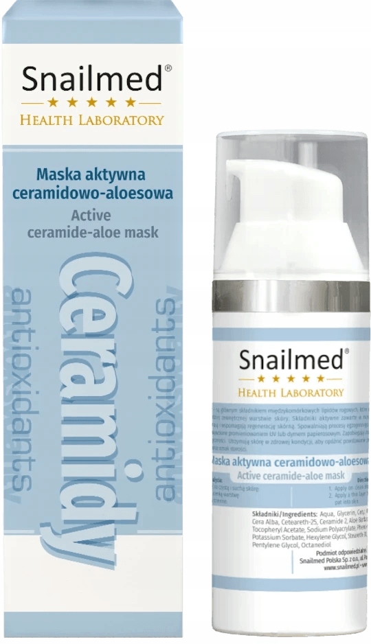 Snailmed Maska Odbudowa Wygładzenie i Nawilżenie, Ceramidy i Aloes –30ml