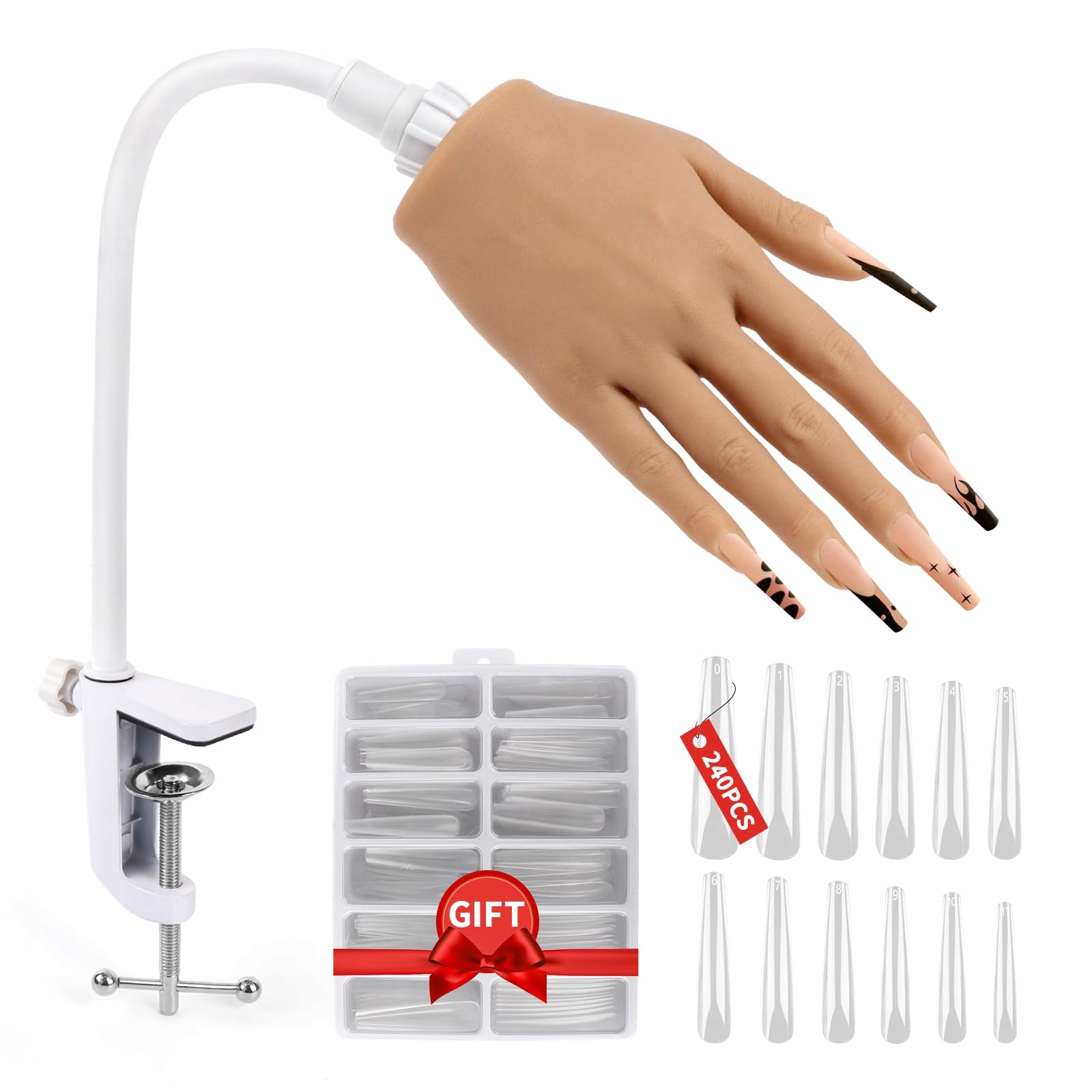 Silikonowa zginana sztuczna ręka dłoń do ćwiczeń manicure zestaw