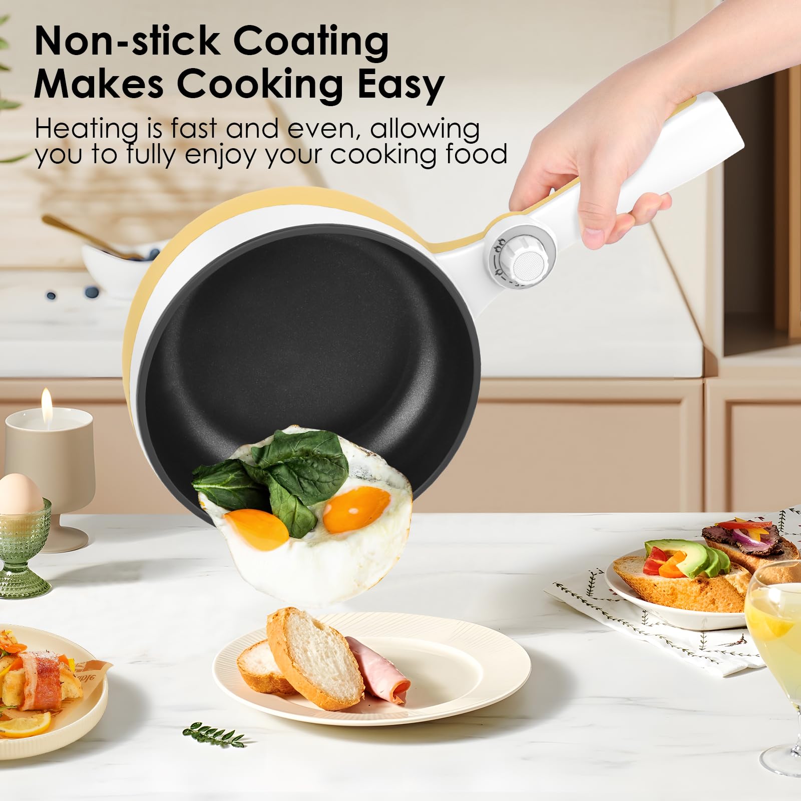 AUDECOOK 1,7L Przenośna Patelnia Antyadhezyjna Multicooker — miniatura 5