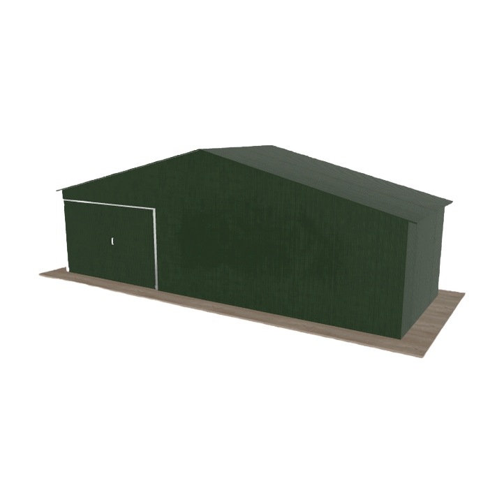 Plechová garáž 8.5 x 3 m jednopolohová, dvouspádová, zelená