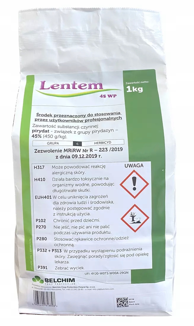 Lentem 45WP 1kg Belchim pirydat, herbicyd, cebula, kukurydza, chwasty