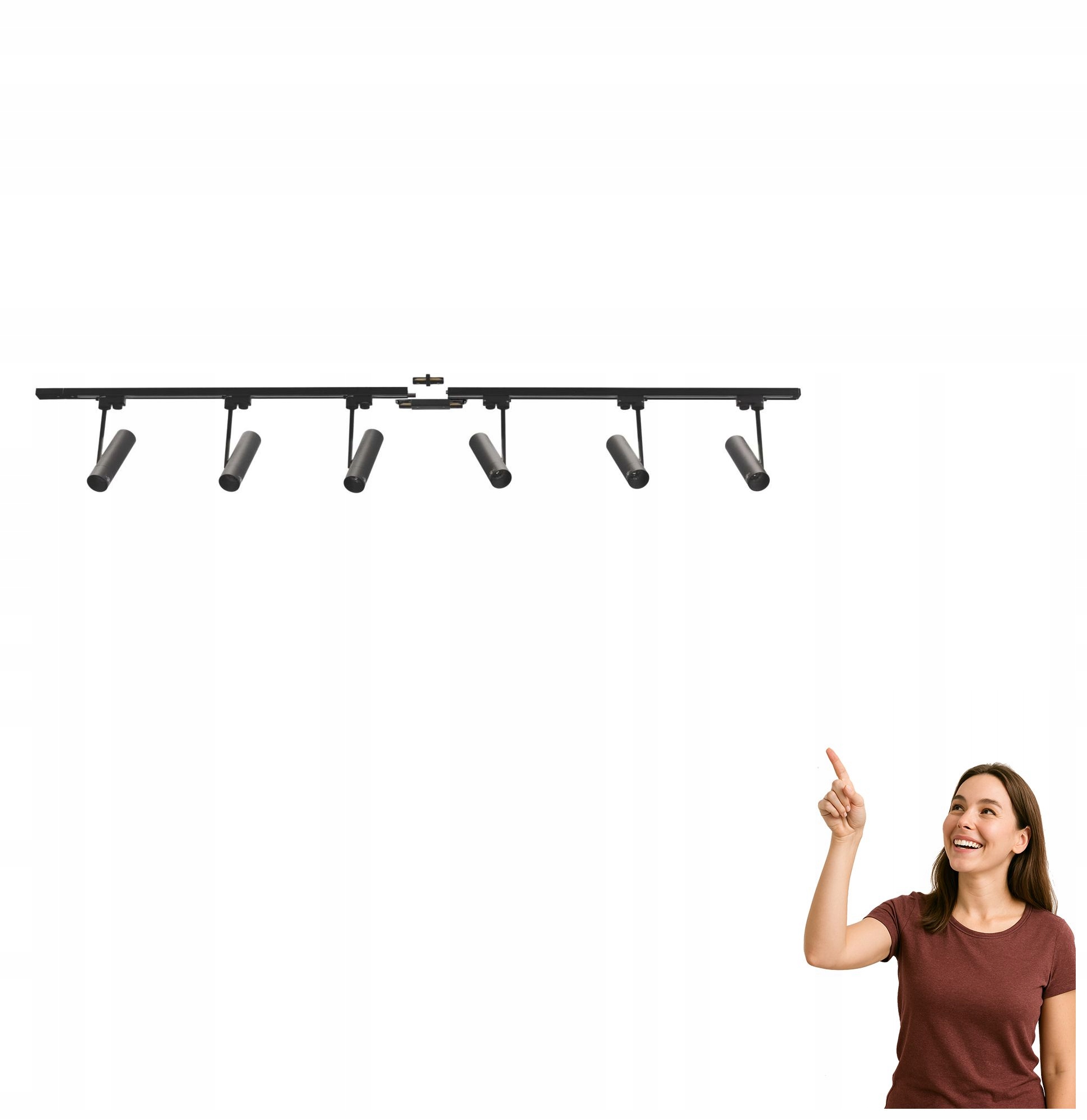 Súprava jednoduchý čierny koľajnicový kábel 2 m s 1-fázovými reflektormi 3026 Zuma Line