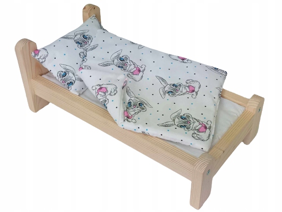 ŁÓŻKO DLA LALEK. ŁÓŻECZKO Z POŚCIELĄ BAWEŁNIANĄ