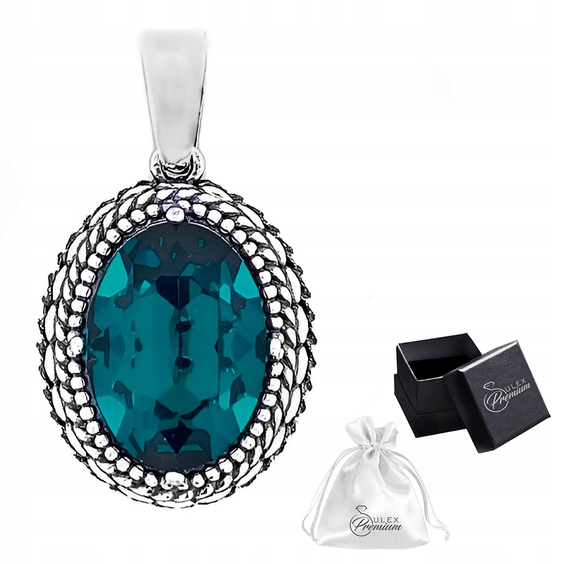 Stříbrný přívěsek pr.925 Elegantní oválný Přívěsek se zeleným krystalem