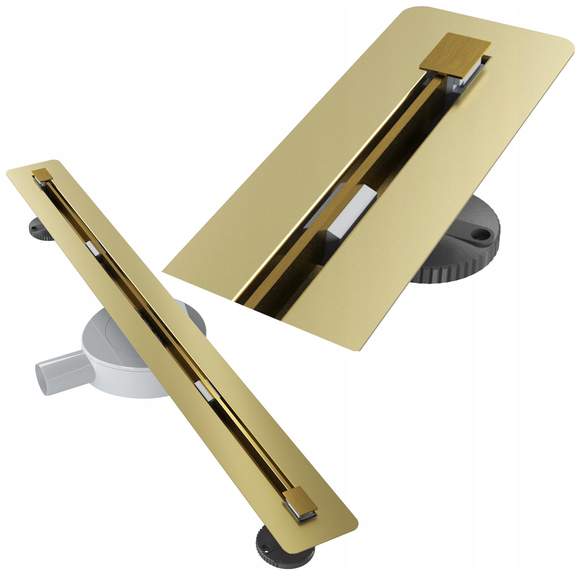 Liniový Odtok Pod Obklad 70 cm Oceľový Sifón Sprchový Kút Žľab Luno Zlatý