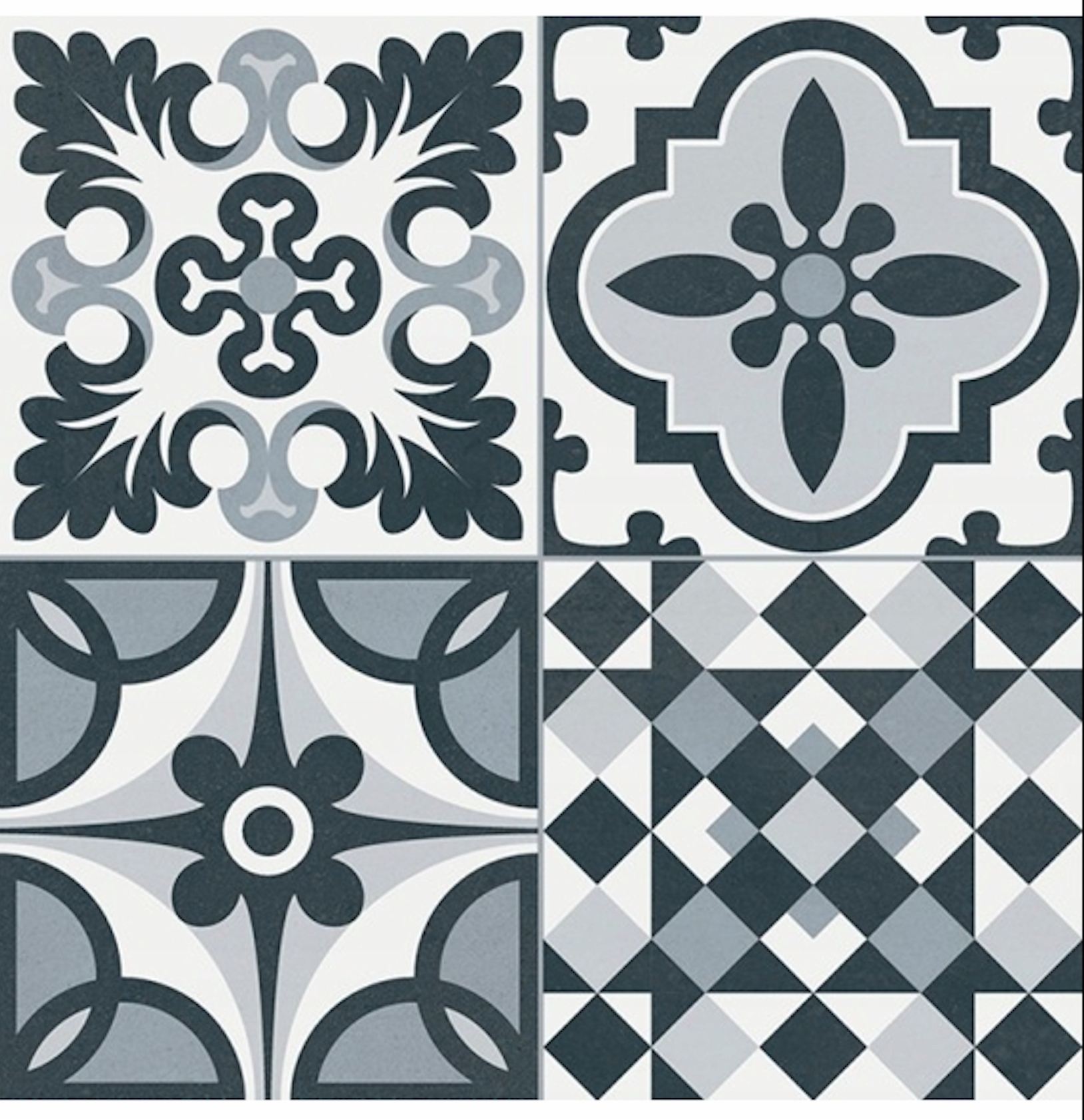 PATCHWORK HERITAGE BLACK 33,15X33,15 GEOTILES TANI