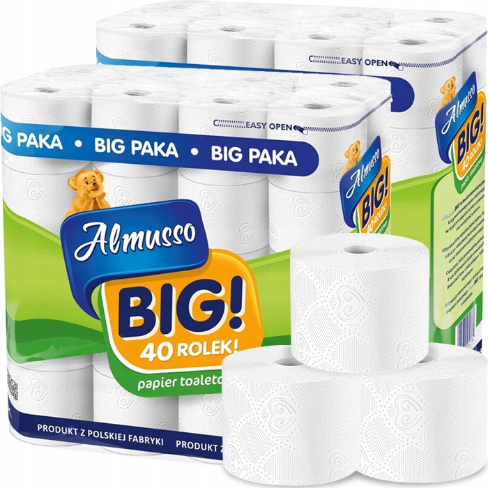 PAPIER TOALETOWY ALMUSSO BIG 3 WARSTWY 80 ROLEK BARDZO WYDAJNY JAKOŚĆ