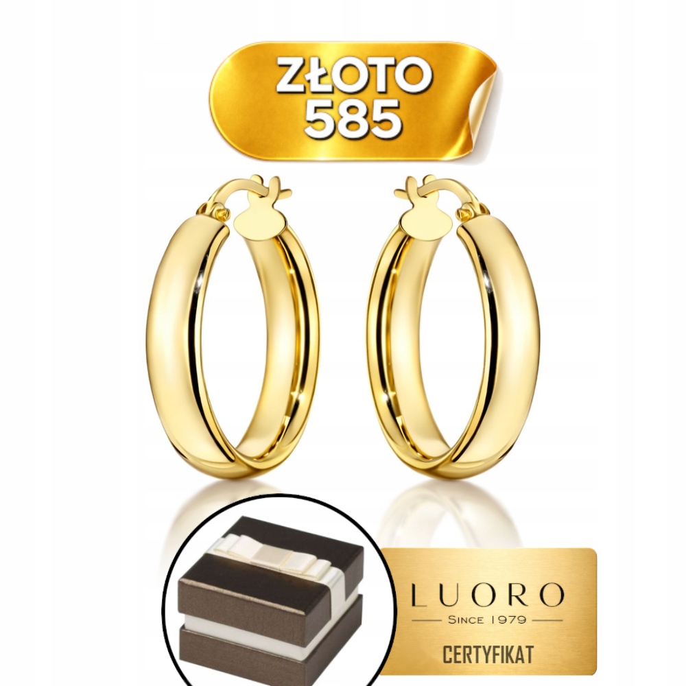 Náušnice Zlaté 585 14K Kola Anglické Zapínání 1,3 CM Elegantní