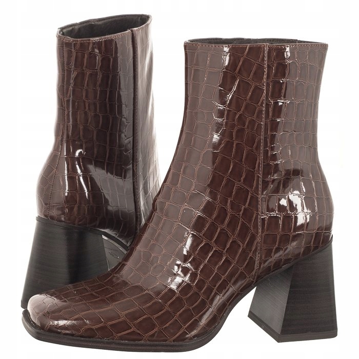 Boty Kotníkové Boty Tamaris Hnědé lakované 1-25328