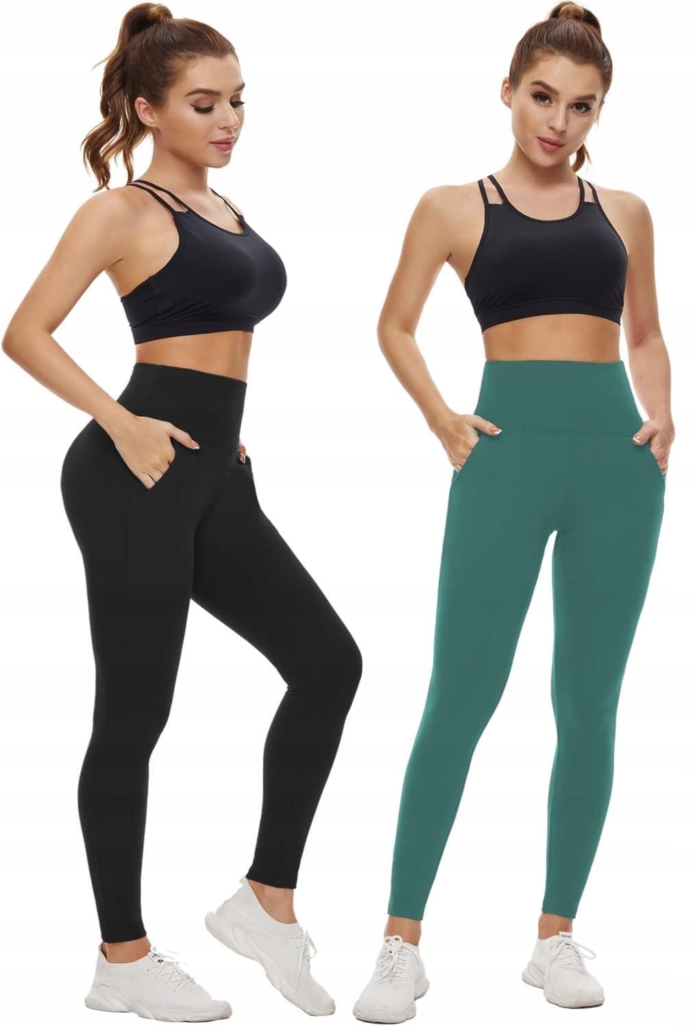 2X Dámské Legíny Černé Zelené Velikost S/m Diu Life