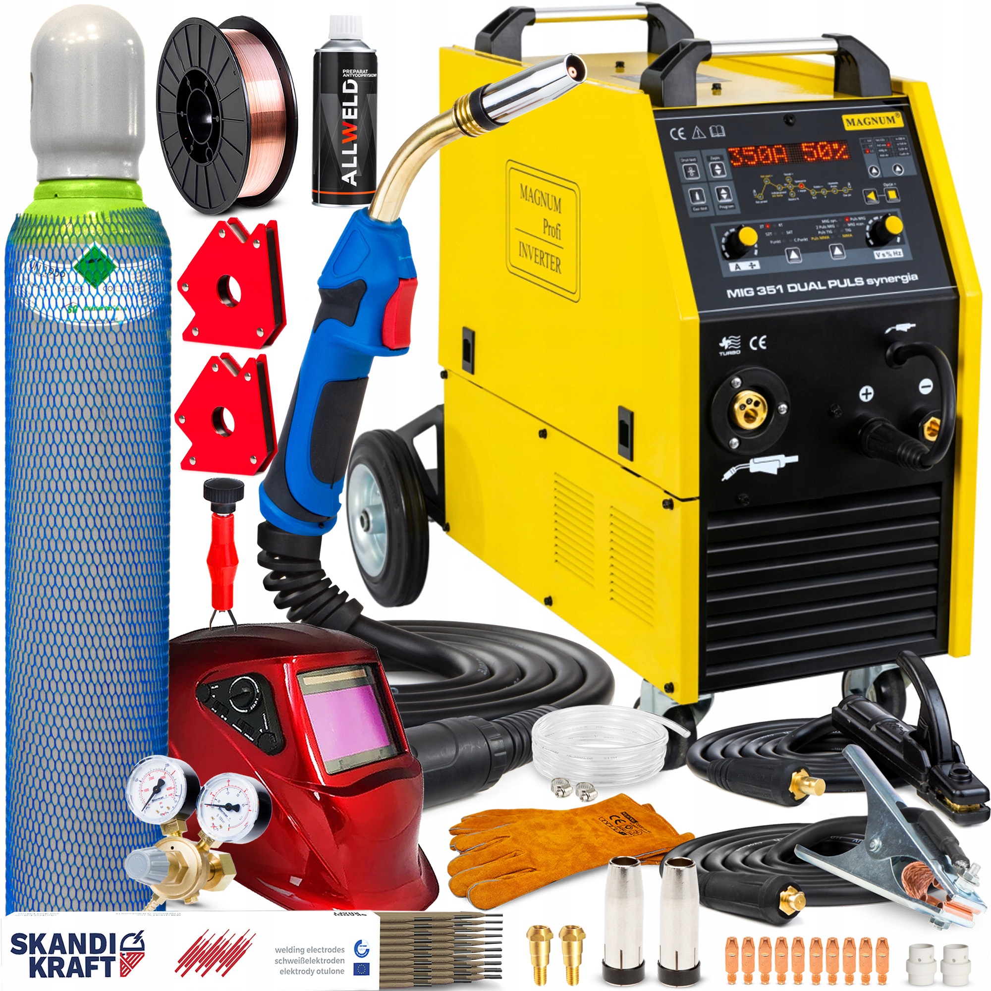 SPAWARKA MIGOMAT MAGNUM MIG 351 DUAL PULS SYNERGIA IGBT 350A 400V SPOT 4X4