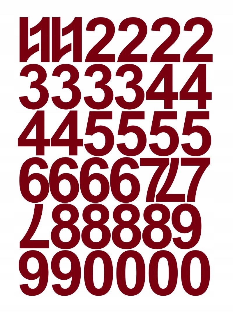 Cyfry samoprzylepne 4cm Naklejki Burgund 40szt.