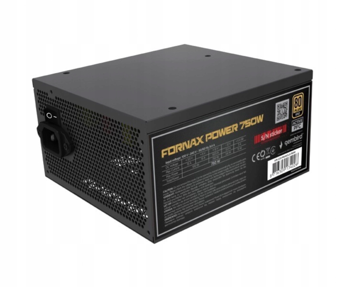 Zasilacz Pc Gembird Fornax Power 750W 80 Plus Gold Atx w pełni Modularny