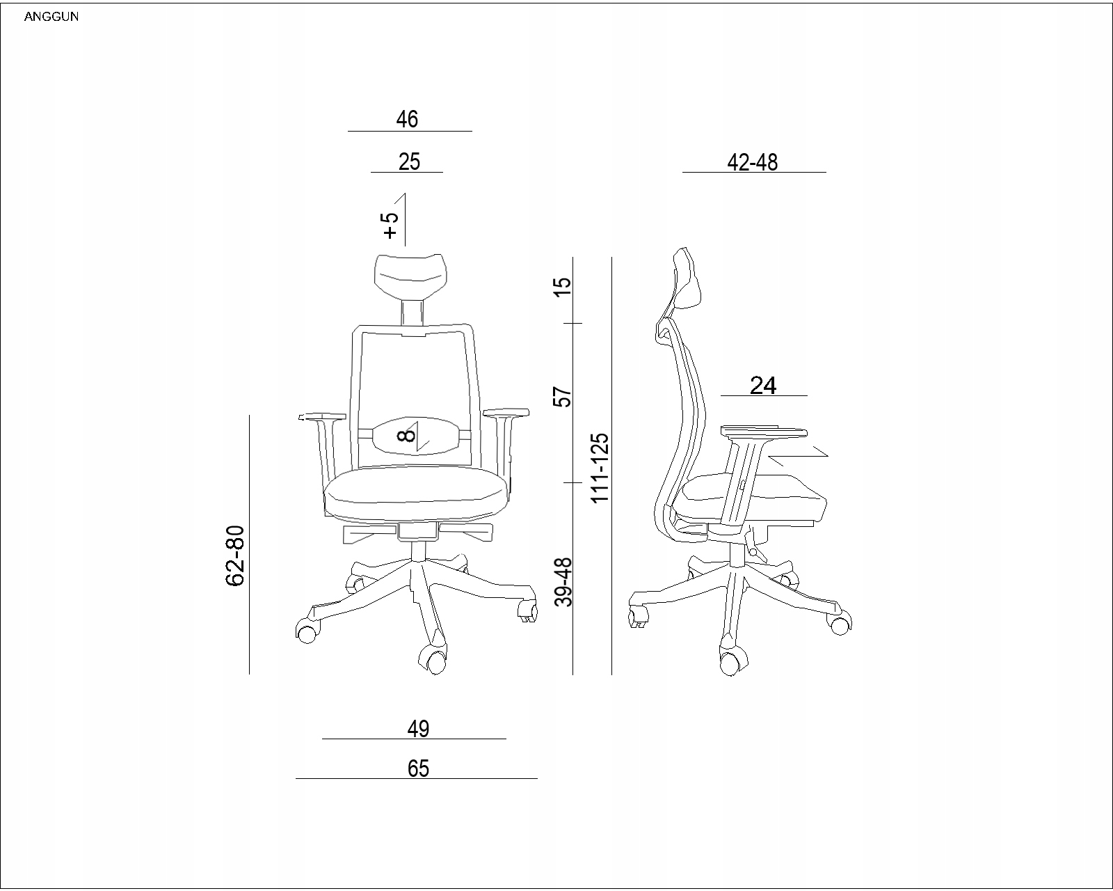 Fotel biurowy ANGGUN Ergonomiczny komfort i trwałość Idealny do pracy Szerokość mebla 65 cm