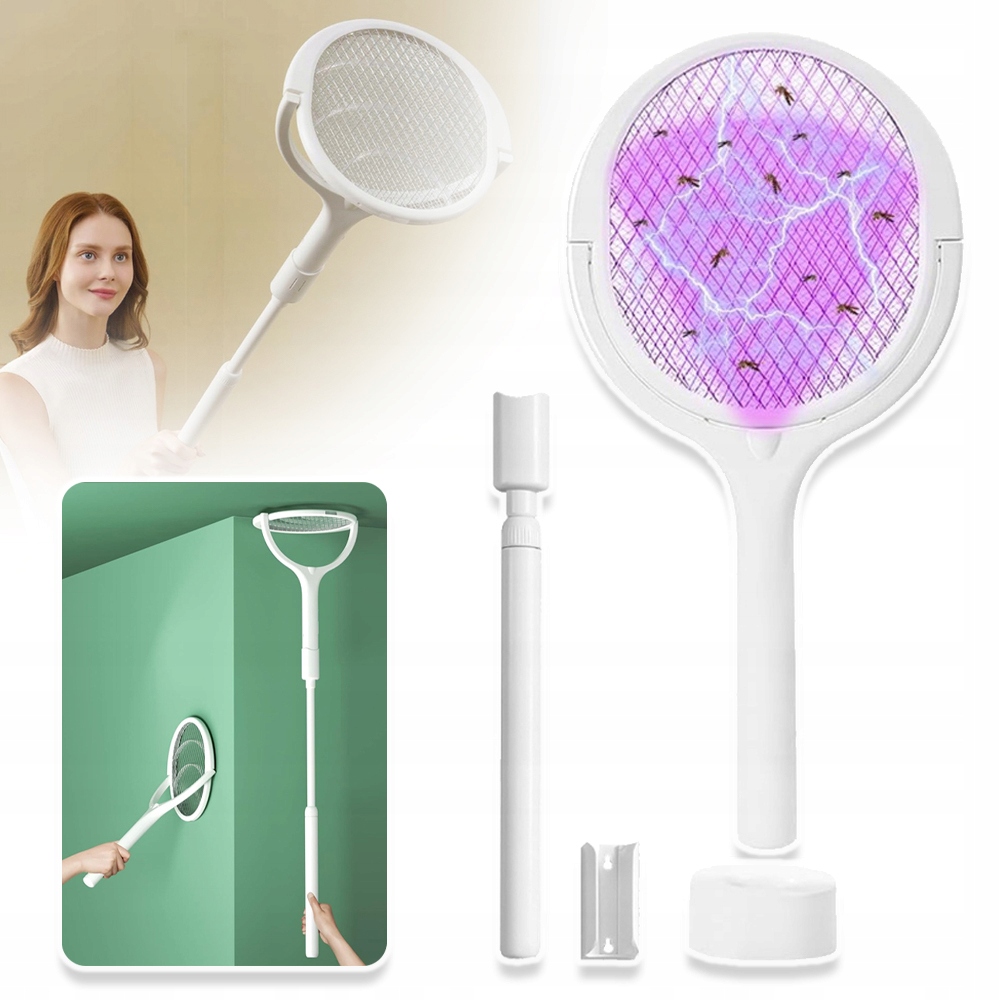 Elektryczna Packa Na Muchy Komary Rażąca Prądem Lampa Uv Łapka Teleskopowy