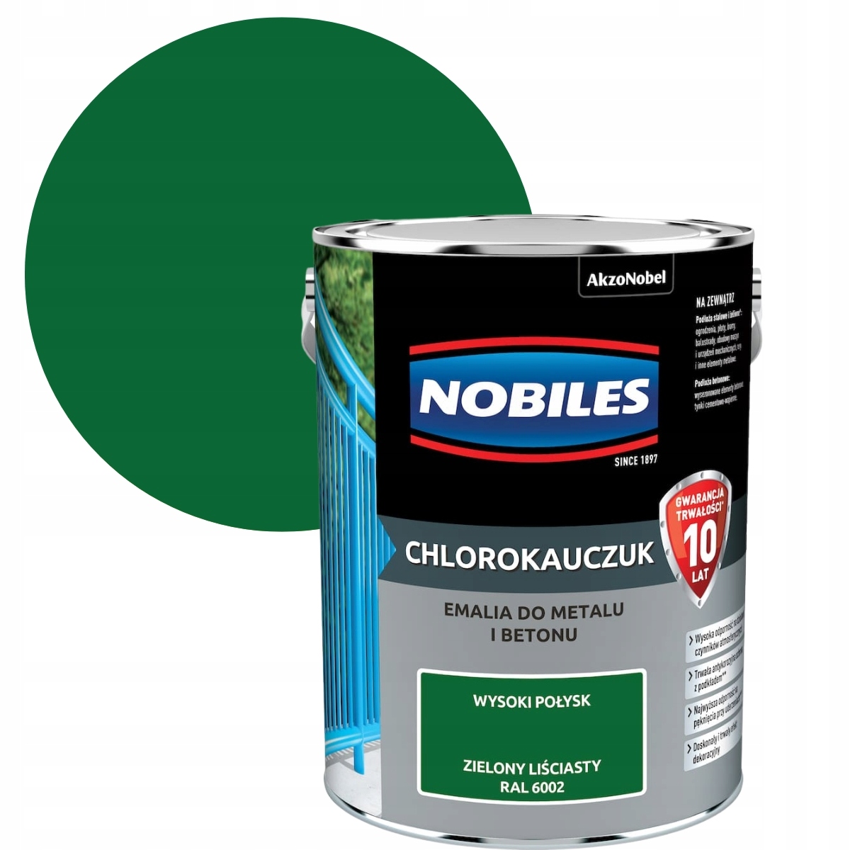Nobiles Chlorokaučuk Zelený Listnatý Ral 6002 5 L Na Betón A Kov
