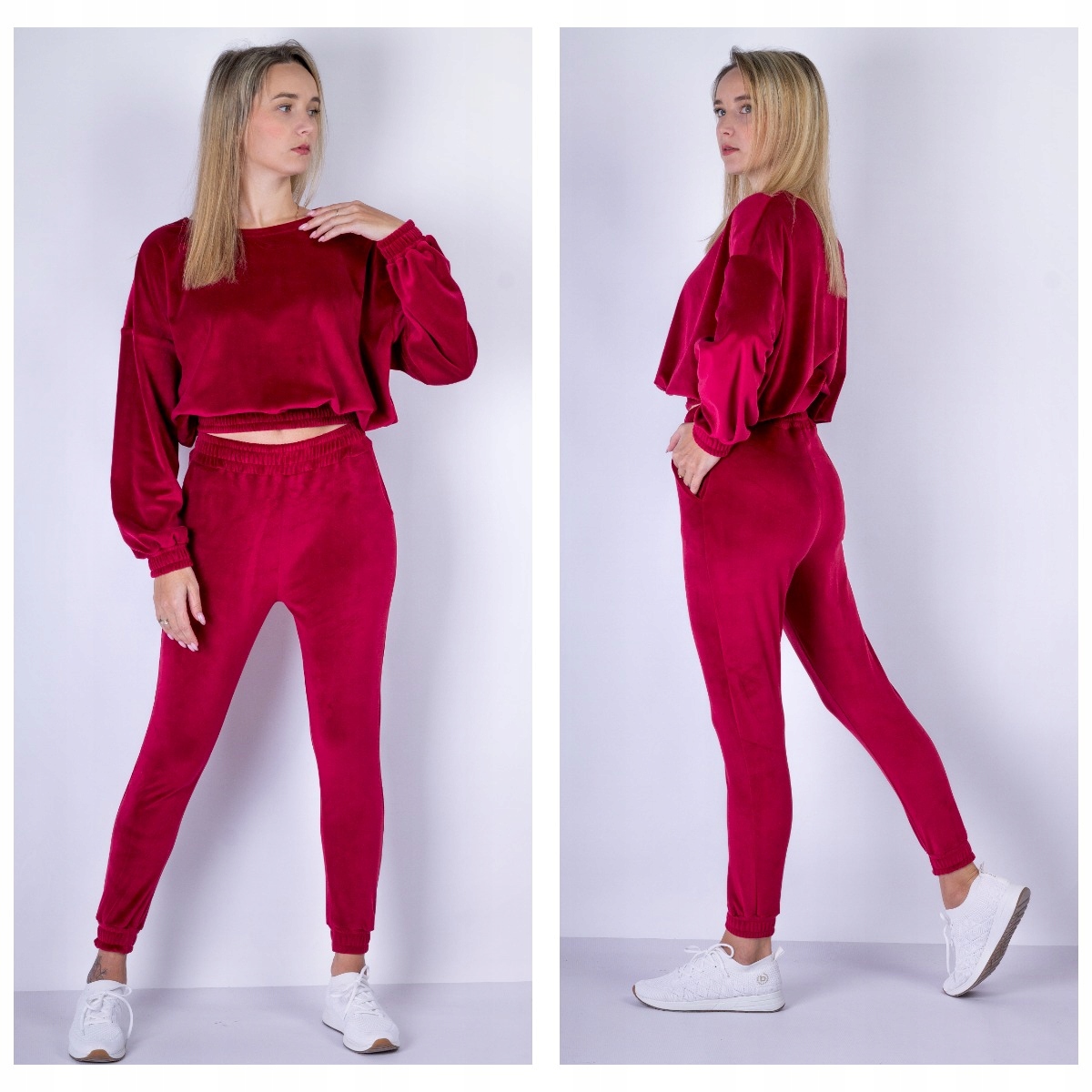 Velurový komplet s legínami bordó Xs/s-xxl vel. M/L