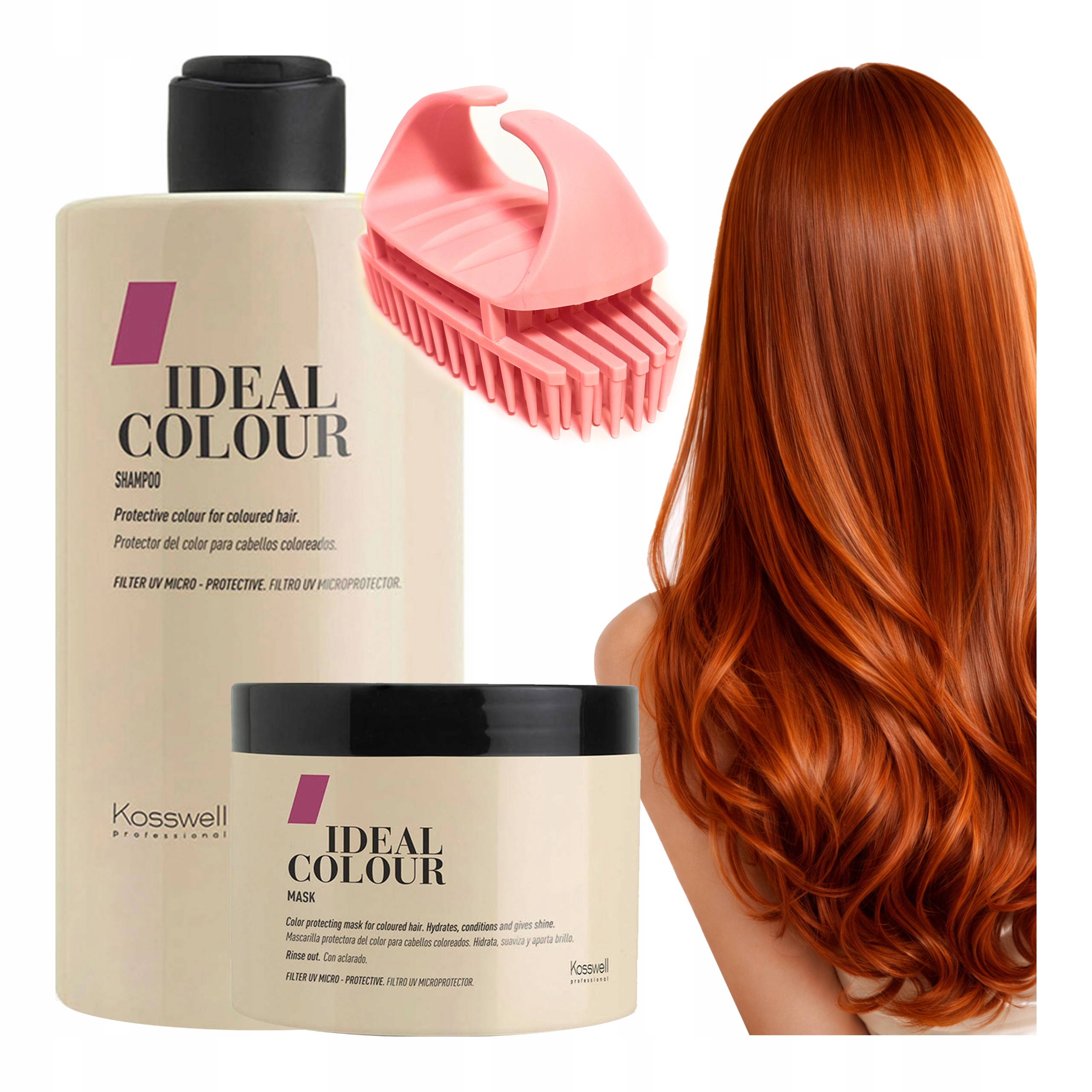 Šampon Hydratační maska na barvené vlasy kartáč na masáž hlavy